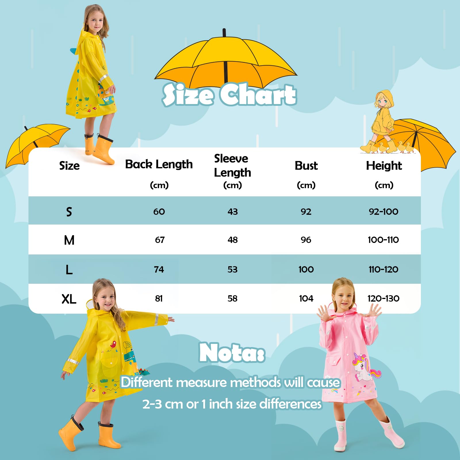 Chubasquero ligero para niños impermeable transparente ala de sombrero ampliada poncho de lluvia con capucha