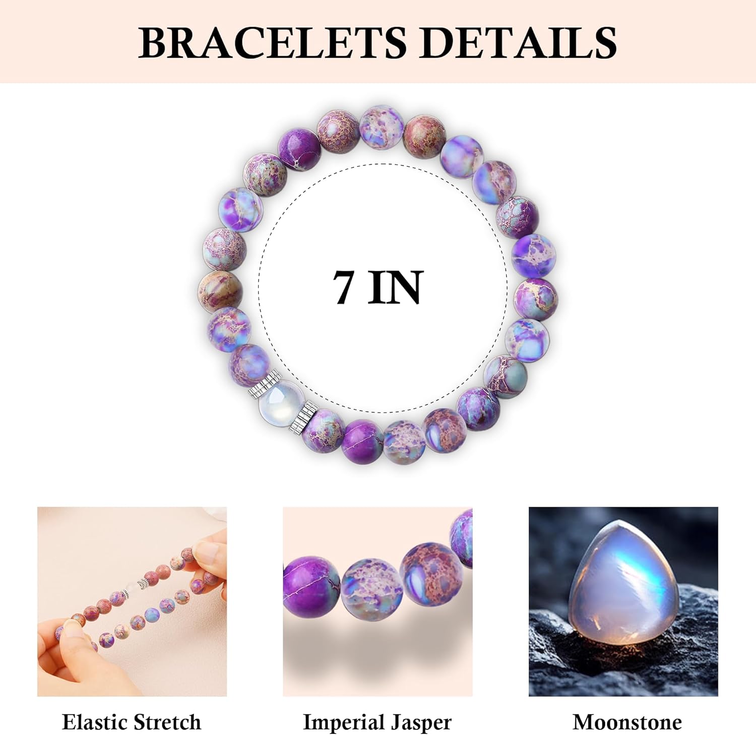 Sereney Birthday Gifts for Women, Beaded Bracelets as 30 50 60 70 Year Old Birthday Gift, Adjustable Stone Stretch Bracelet as Happy Birthdays Gifts for Daughter Mom Grandma Sister Wife Girlfriend - Image 4