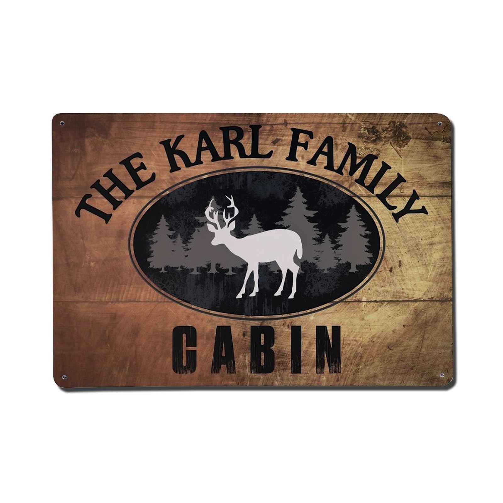 Deer Forest Cabin Sign Wood Metal Tin Sign Plaque