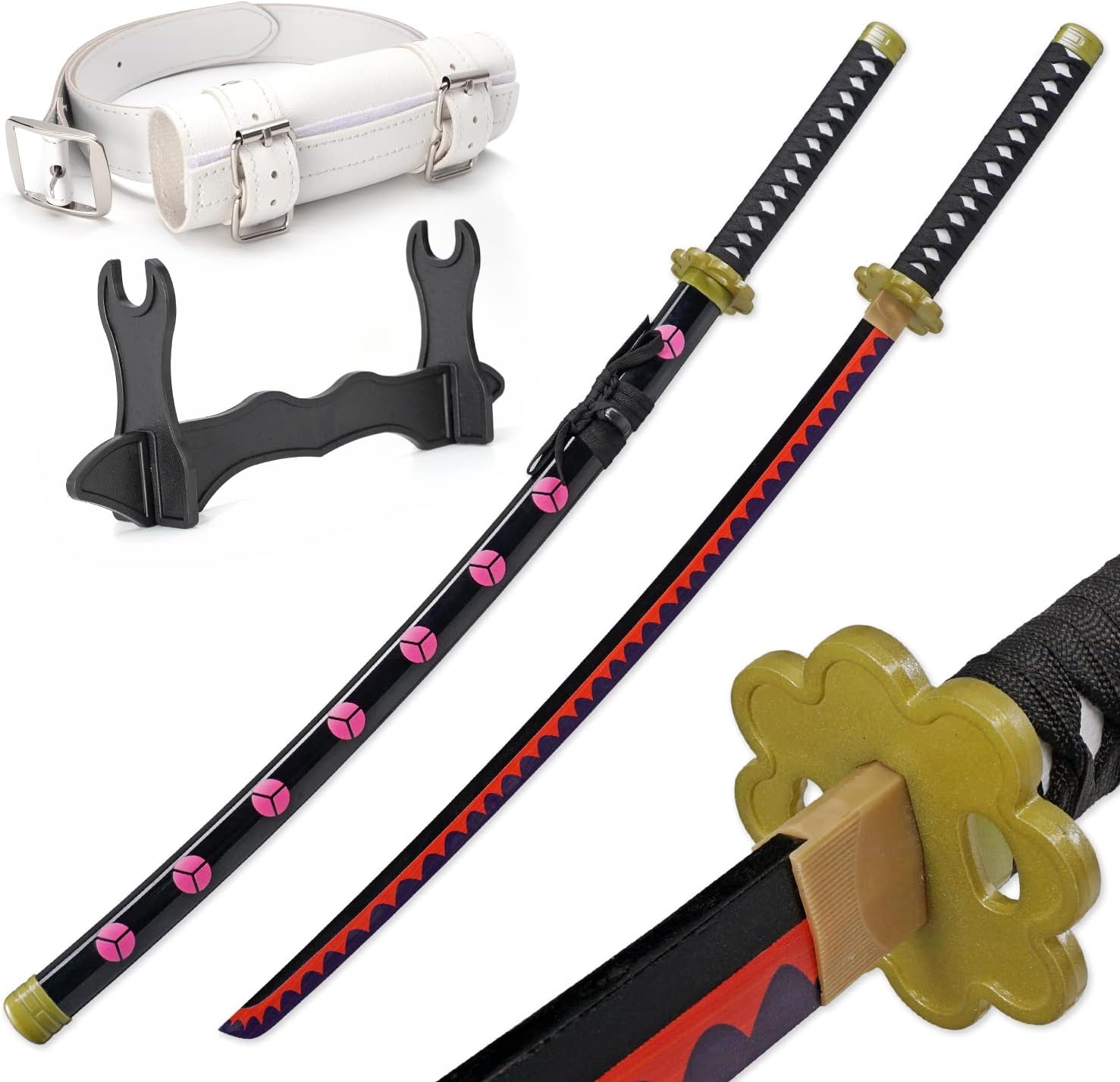 Zisu Toy Sword Katana, About 40 inch with Display Stand and Holster Belt, Replica Swords for Cosplay Collection Qiushui