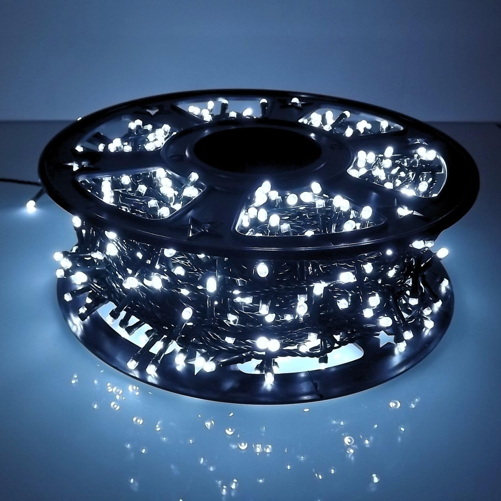 Luccika Catena Luminosa LED Tutti Flash, Cavo Verde 4m, IP44 Interno/Esterno, 31V con Timer, Luci Decorative Natalizie per Giardino e Feste (Bianco Ghiaccio, 50M 1000LED)