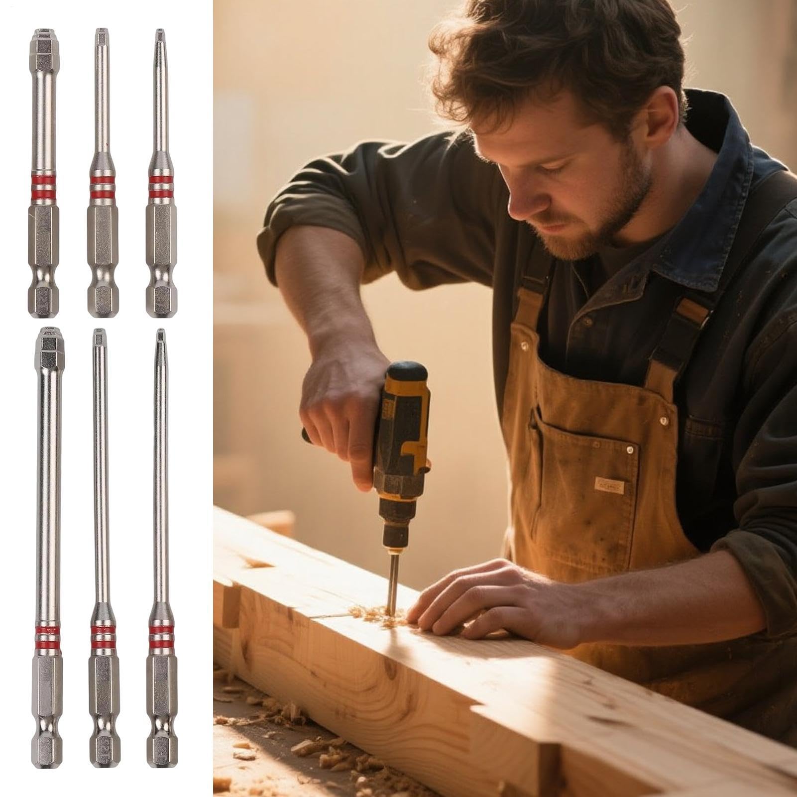 Set di Inserti per Avvitatore 6 Pezzi Utensile Universale A Gambo Esagonale | Set Punte Lunghe Di Sicurezza Per Avvitatore Per Bricolage Miglioramento Casa Elettronica Manutenzione Auto Officina G