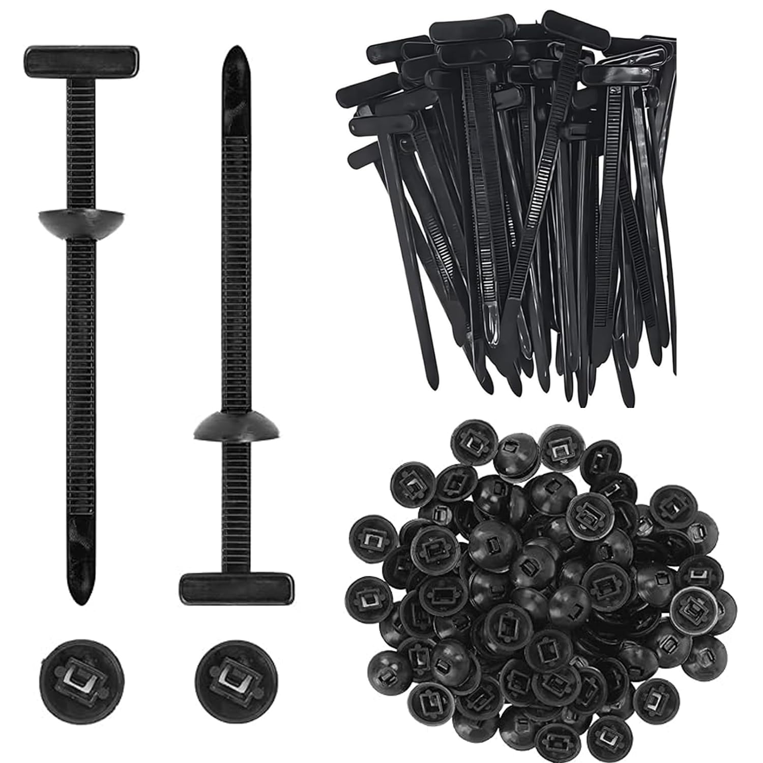 100 Pcs Universal Cable Tie Buckle - New Multifunctional Nylon Zip Ties with Pin & Button Design Plastic Cable Ties Tool Fasteners Car Body UV Resistant Zipties for Car Daily Repair