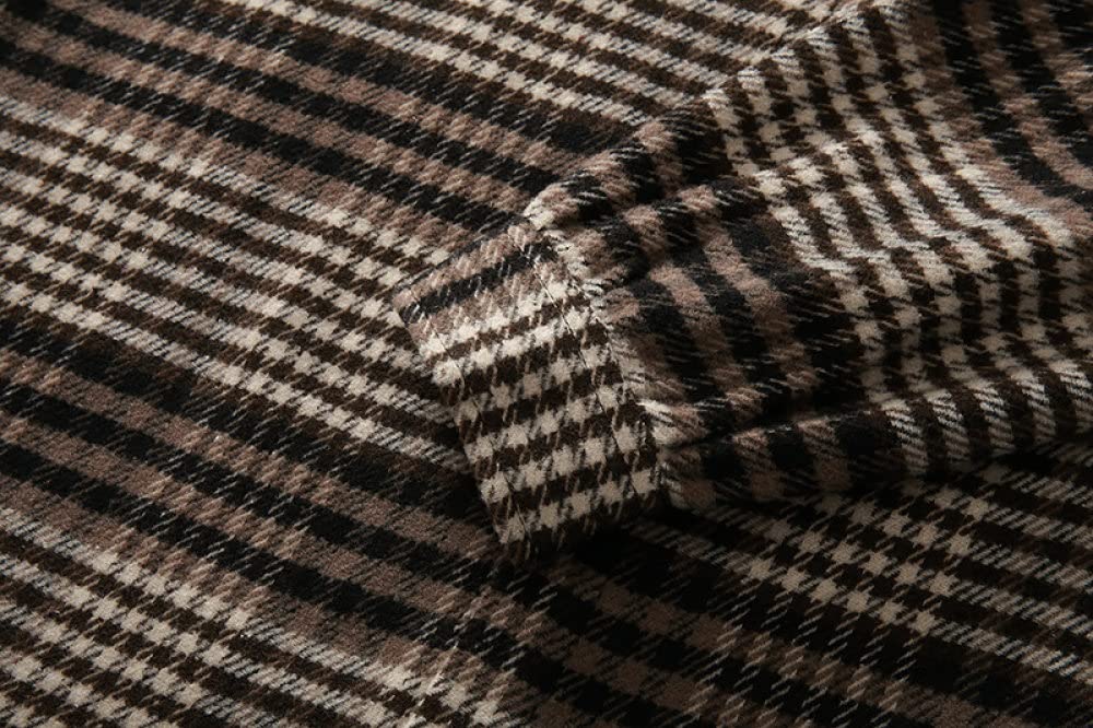 HGJH Herren Flanellhemd Langarmherren Langarm Flanellhemd Thermohemd Small Lattice Beige Hemd Herren Holzfäller Bequem Karierte Hemdjacke Lässiges Arbeitshemd Für Herren Jungen