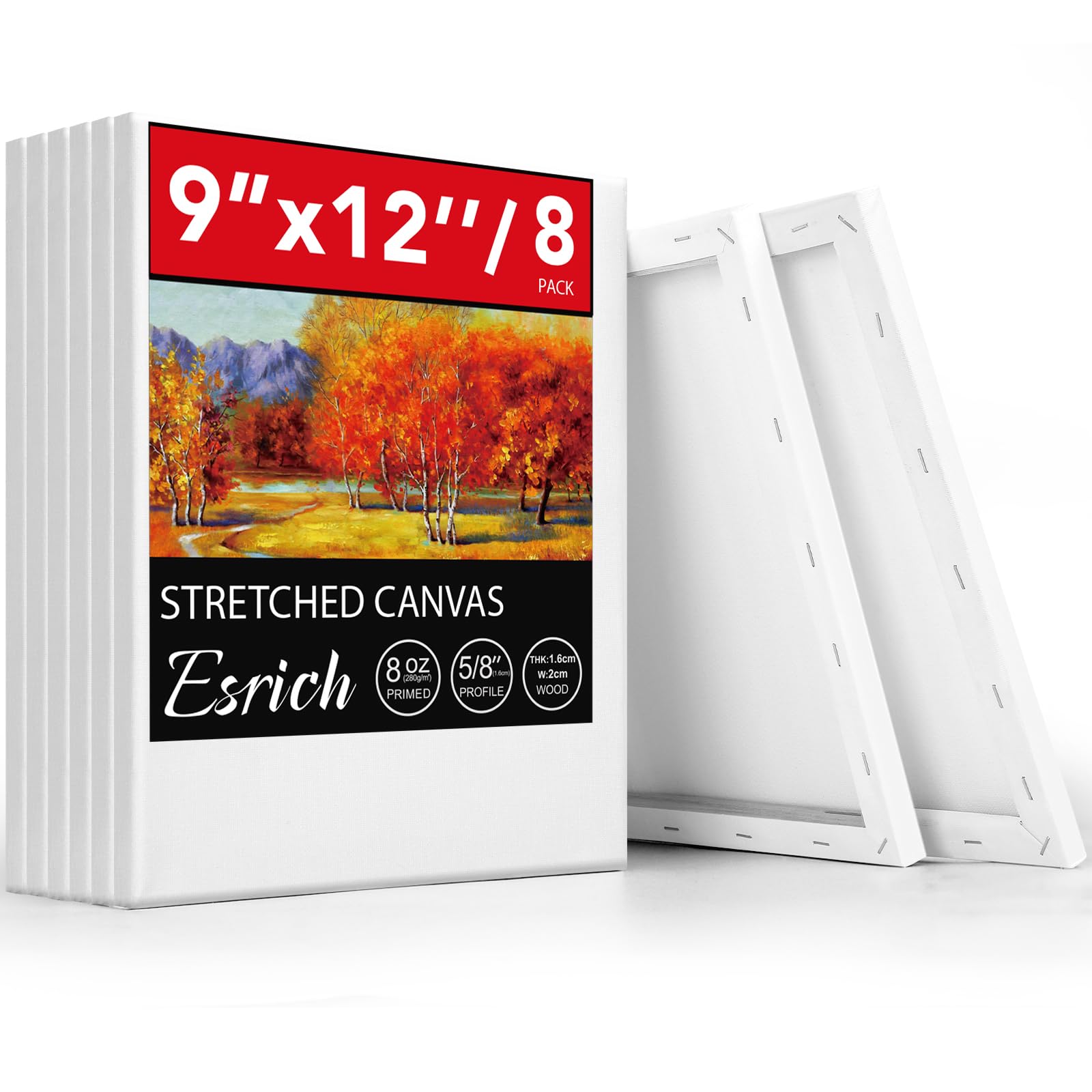 Lot de 8 toiles tendues pour peinture 22,9 x 30,5 cm