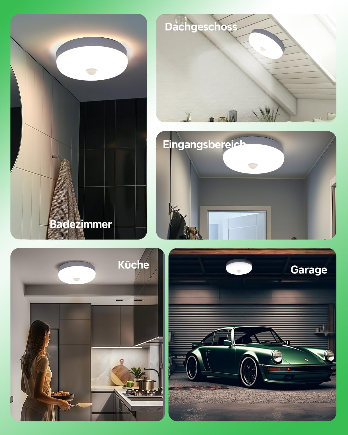 Plafonnier 15W LED avec Détecteur de Mouvemen, Lampe de plafond Rond avec Capteur Blanc Naturel 4000K,IP56 Étanche pour Escalier Intérieur Extérieur, Salle de Bain, Balcon,Garage, Couloir