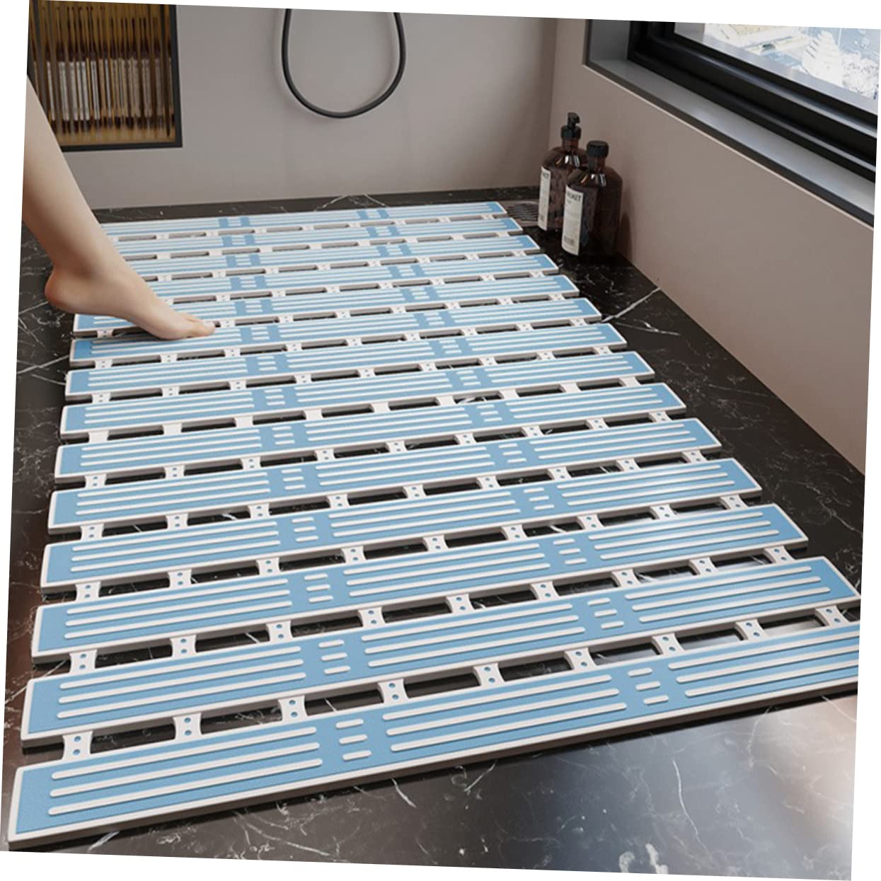 Cabilock Alfombra De Ducha Antideslizante para Suelo De Baño con Diseño De Rayas para Masaje y Seguridad La Bañera o Ducha