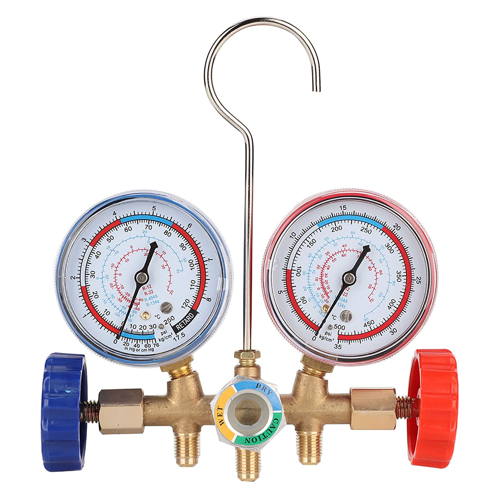 Bombas de Vacío para Aire Acondicionado Automotriz, Herramientas de Aire Acondicionado Refrigerante, Juego de Manómetro de Diagnóstico de CA con Kit de Manguera y Gancho