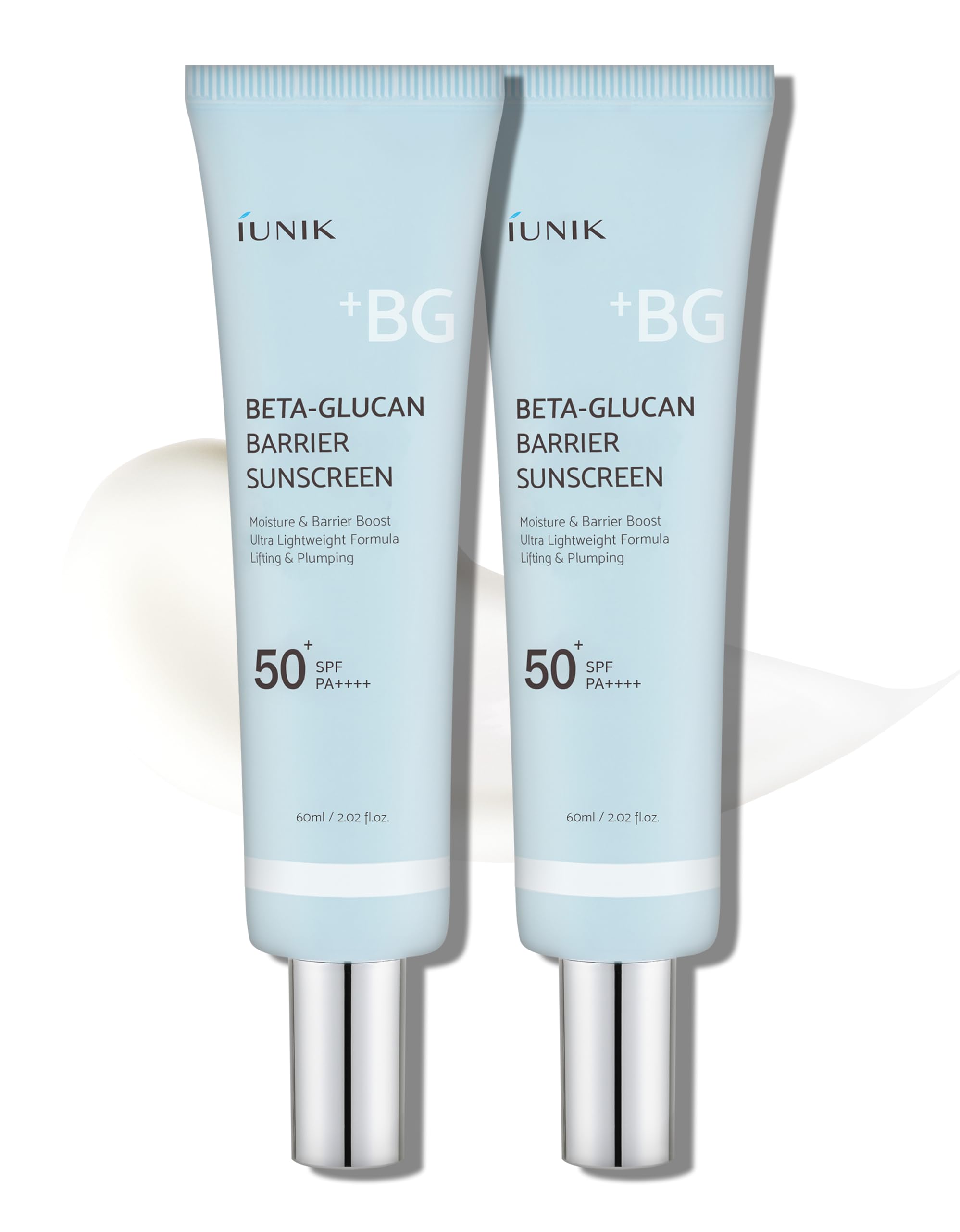 IUNIK Beta-Glucan Daily Sunscreen 2ea – Water Barrier Moisture Matte No White Cast SPF 50+ PA++++ Vegan Lifting & Plumping Moisturizing Sun Cream for Dry Oily Sensitive Skin Korean Skincare