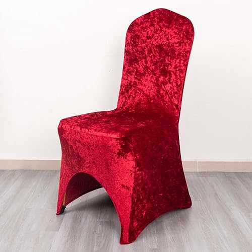 Miniatura 9 de Efavormart - Funda elástica para silla de banquete de terciopelo triturado rojo y elastano con bolsillos para los pies, funda para silla de boda,