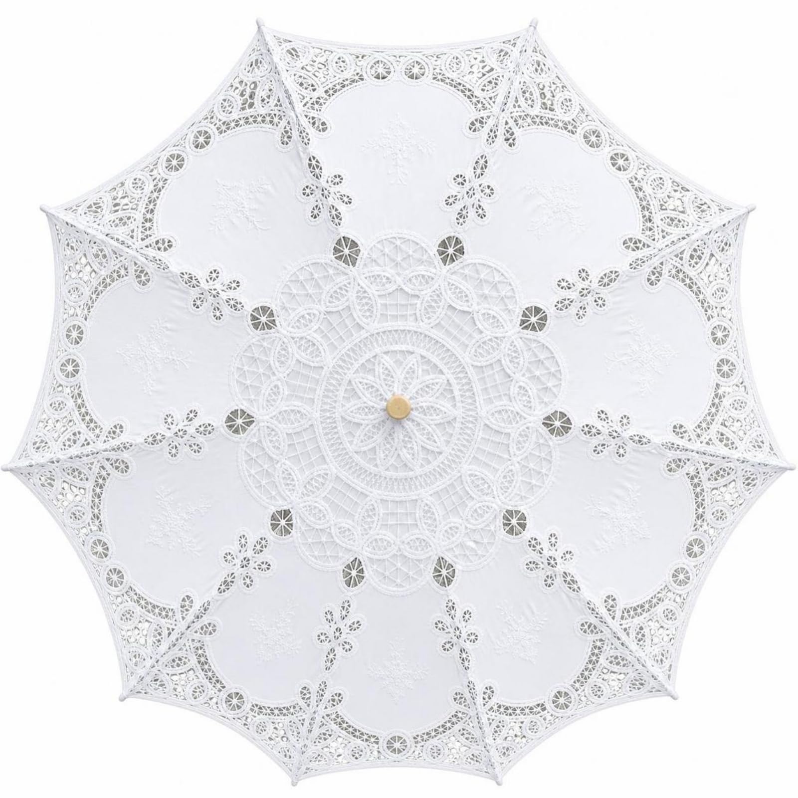 MERIGLARE Parapluie En ntelle Romantique, 45 Cm × 10 Baleines, Blanc