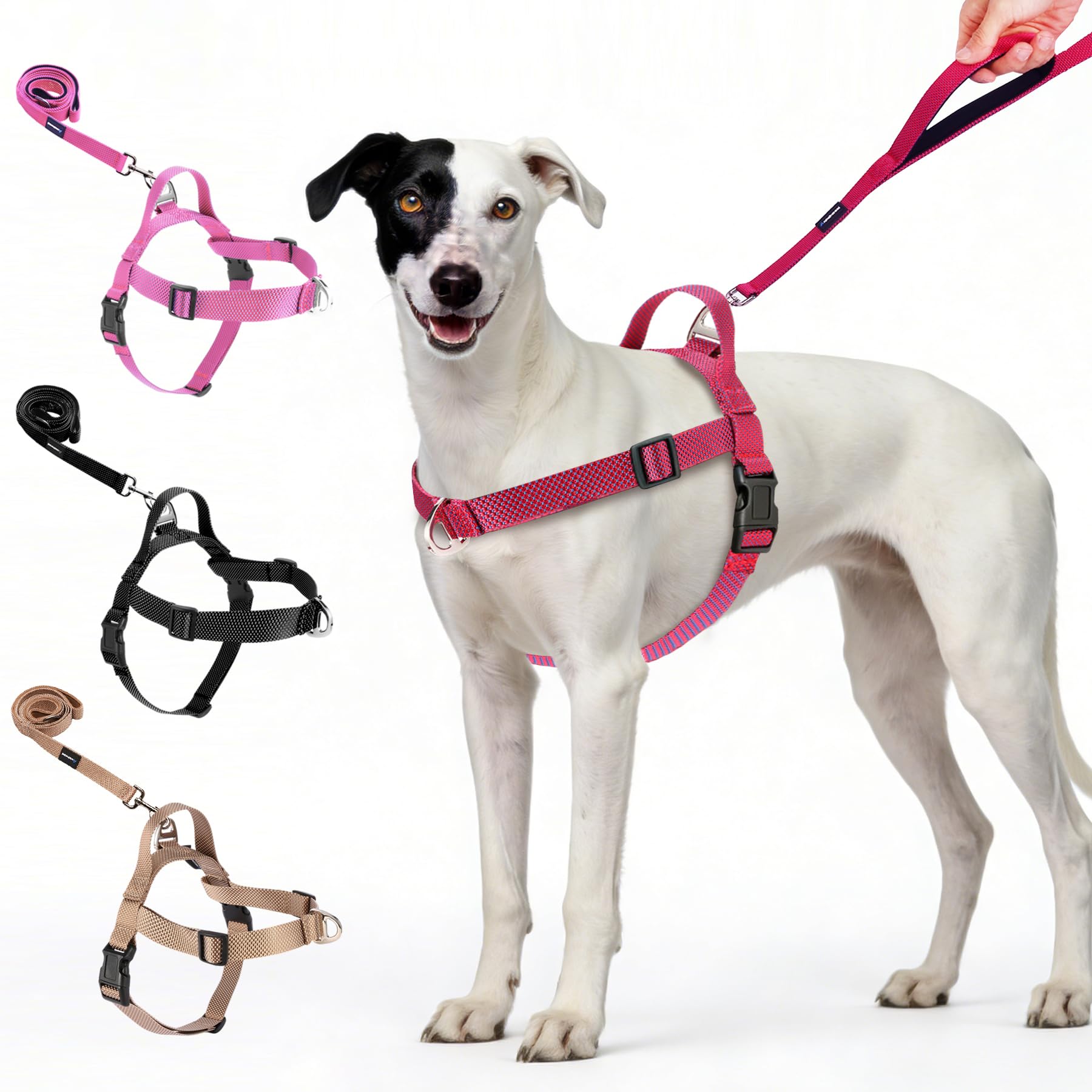 No Pull Dog Harness-Heavy Duty Dog Harness and Leash Set for Medium Large Dogs, Tactical Harness Easy for Walking and Training(Red,L)