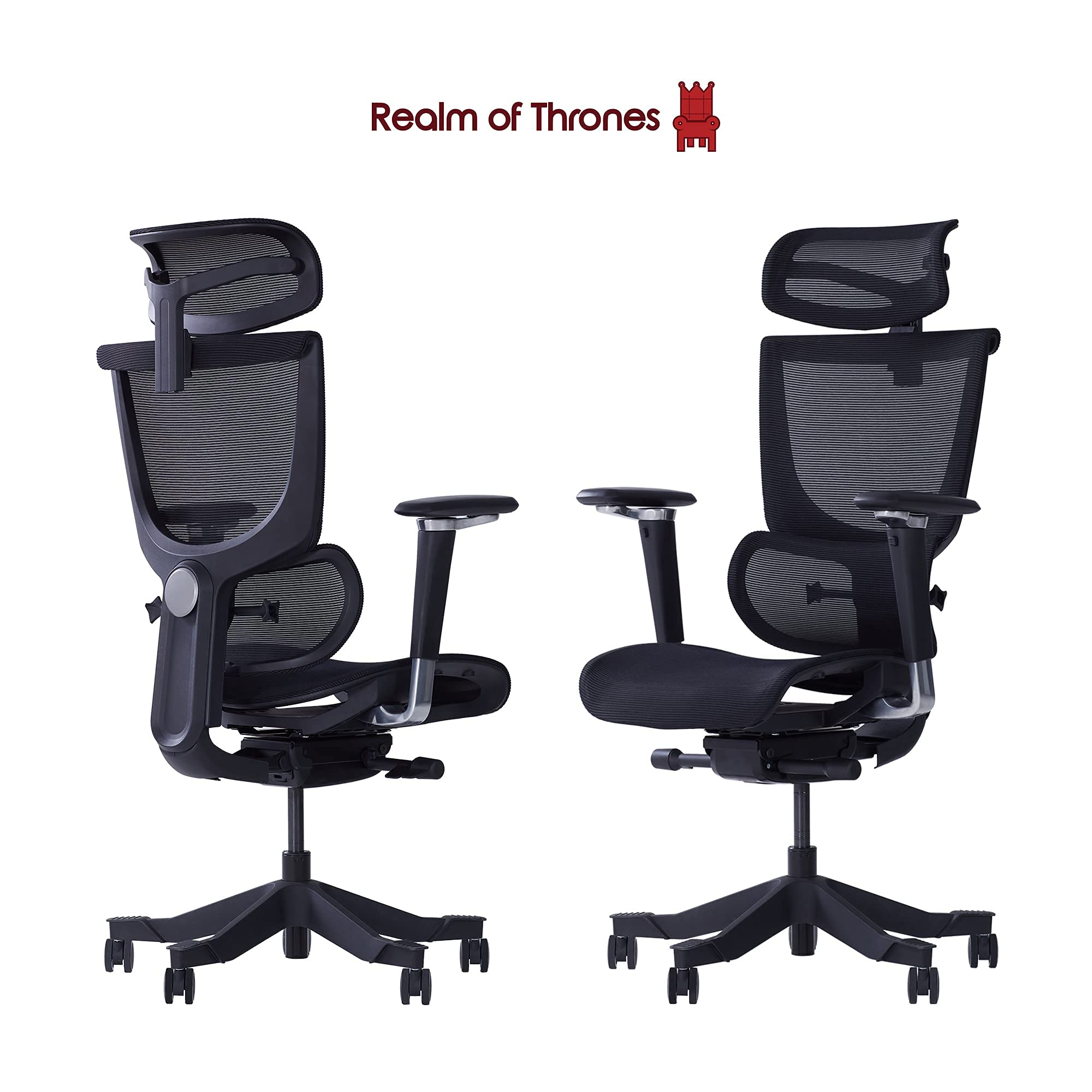 ADMIRAL by REALM OF THRONES Mesh Ergonomic Office Chair, 5D Rotary