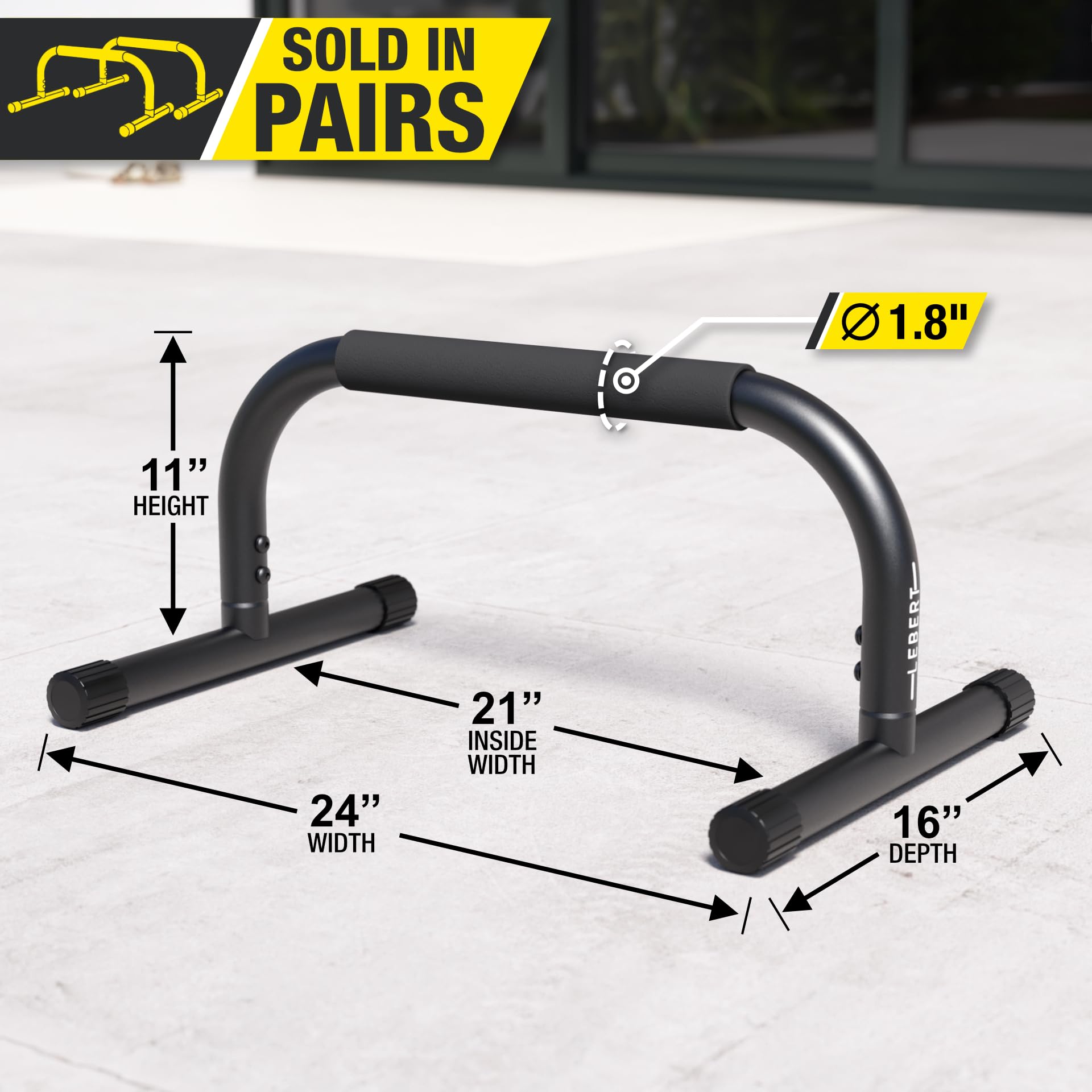Lebert Fitness Support de barre de traction original Equalizer Total Body Renforcer Barre de traction Équipement de gym Station de trempage – Bande de résistance aux hanches, guide d'entraînement et groupe en ligne