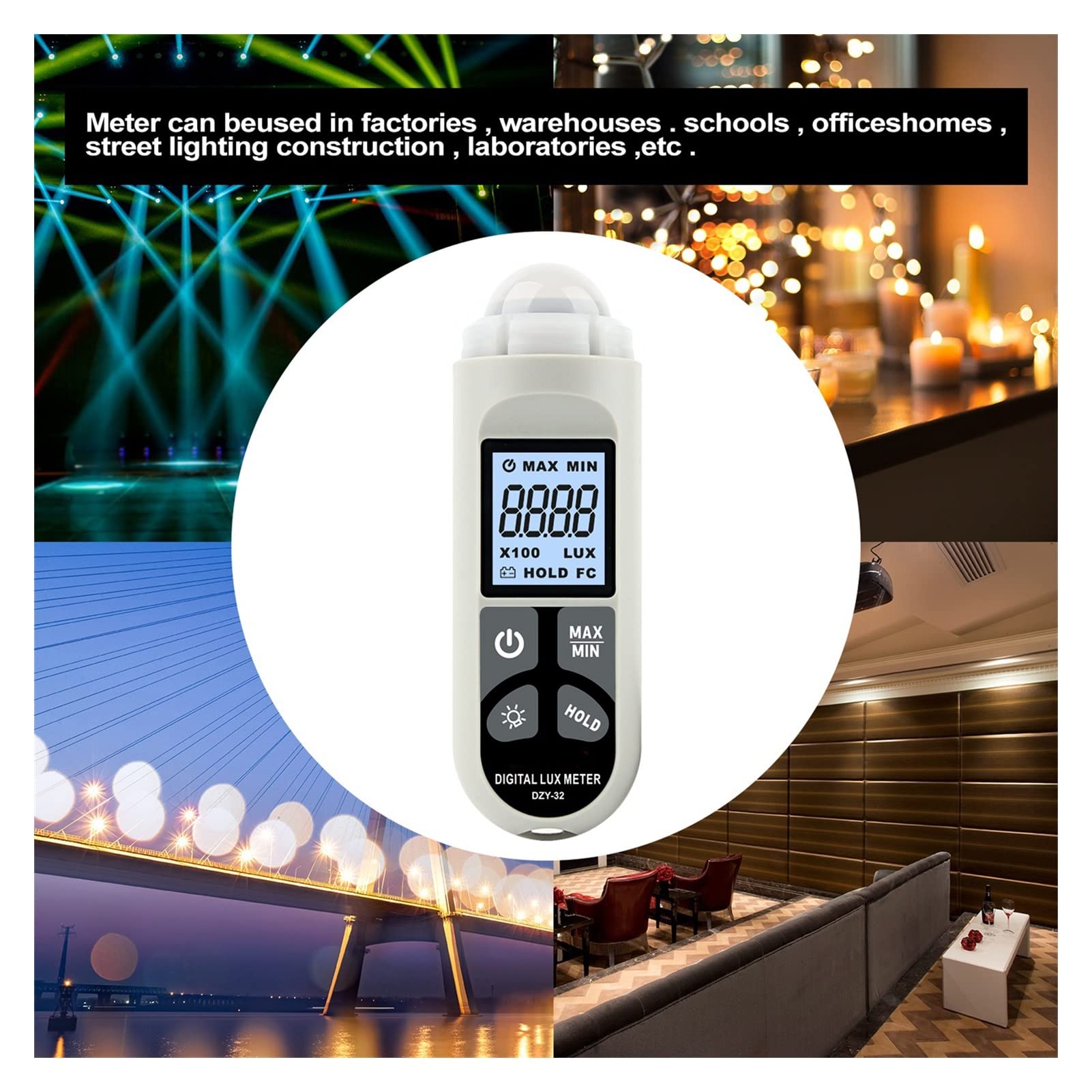 Belichtungsmesser, Digital-Lichtmesser 0,1-200.000 Lux Digital LCD Pocket Light Meter/FC. Messgerät-Lichtmesser-Sensor-Lichtmesser