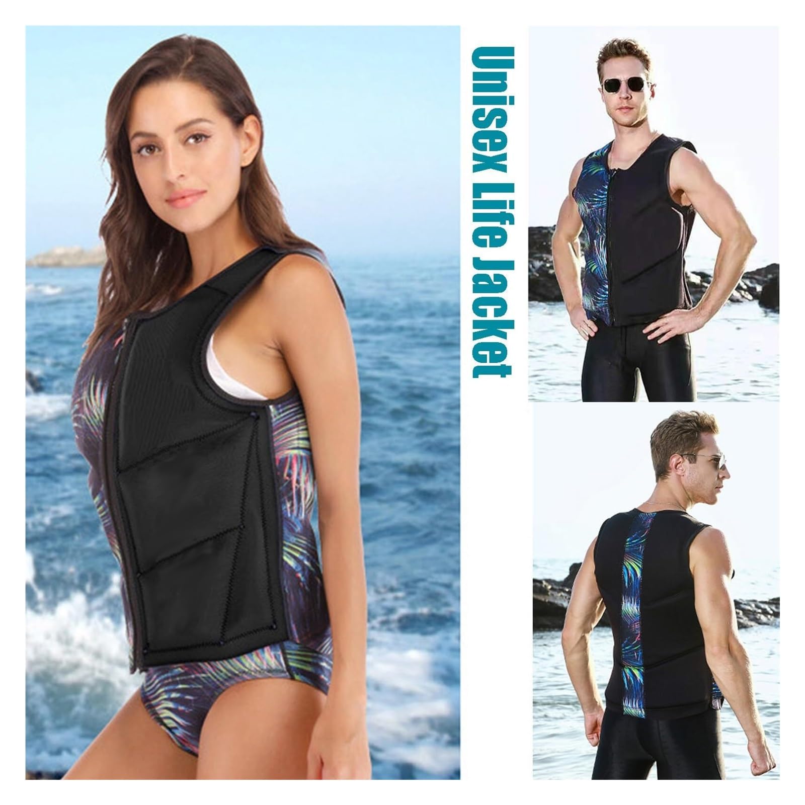Kajaking Vest Adult Adjustable Zipper High Buoyancy Swim Aid Water Sports for Fishing Boating Surfing Paddling Canoeing Rafting Swimming Outdoor Safety Gear Equipment
