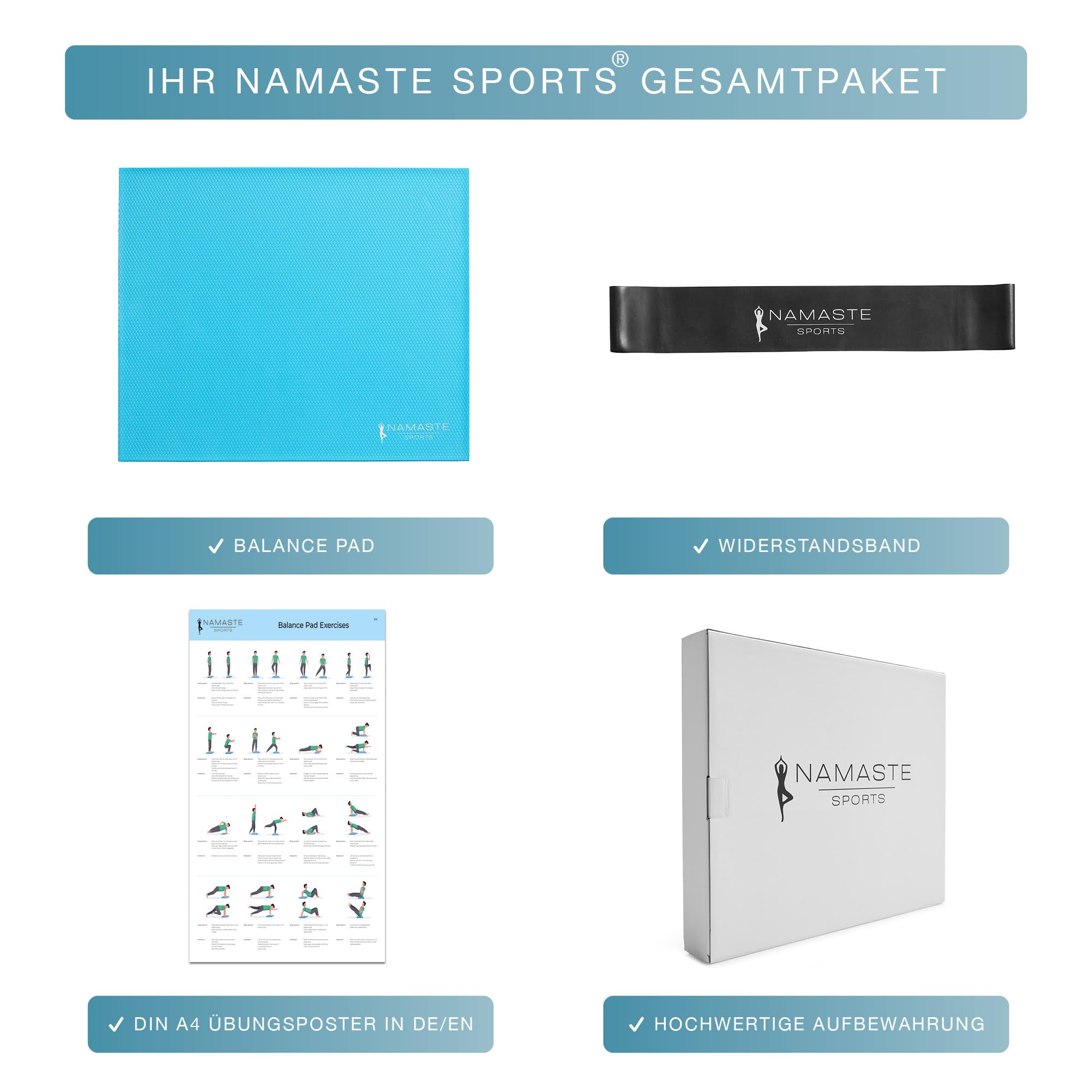 Balance Pad XXL - Tapis d'entraînement antidérapant pour physiothérapie, yoga et entraînement à domicile - Avec poster d'exercices et bande de résistance