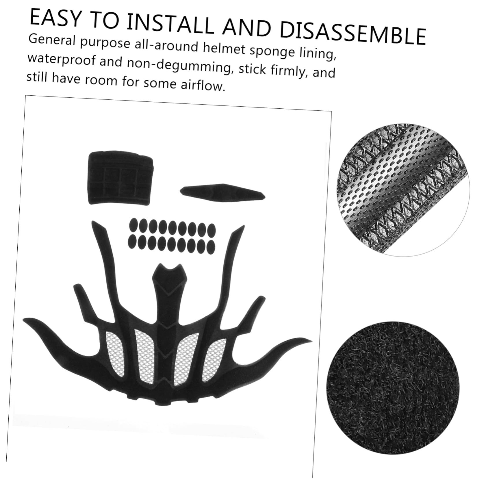 BCOATH 1set Helmet Sponge Pads for Cycling Sweat Absorption Cushion Adhesive Dots Comfortable Riding Inner Liner for Safety Helmets Electric Motor Car Pads Included