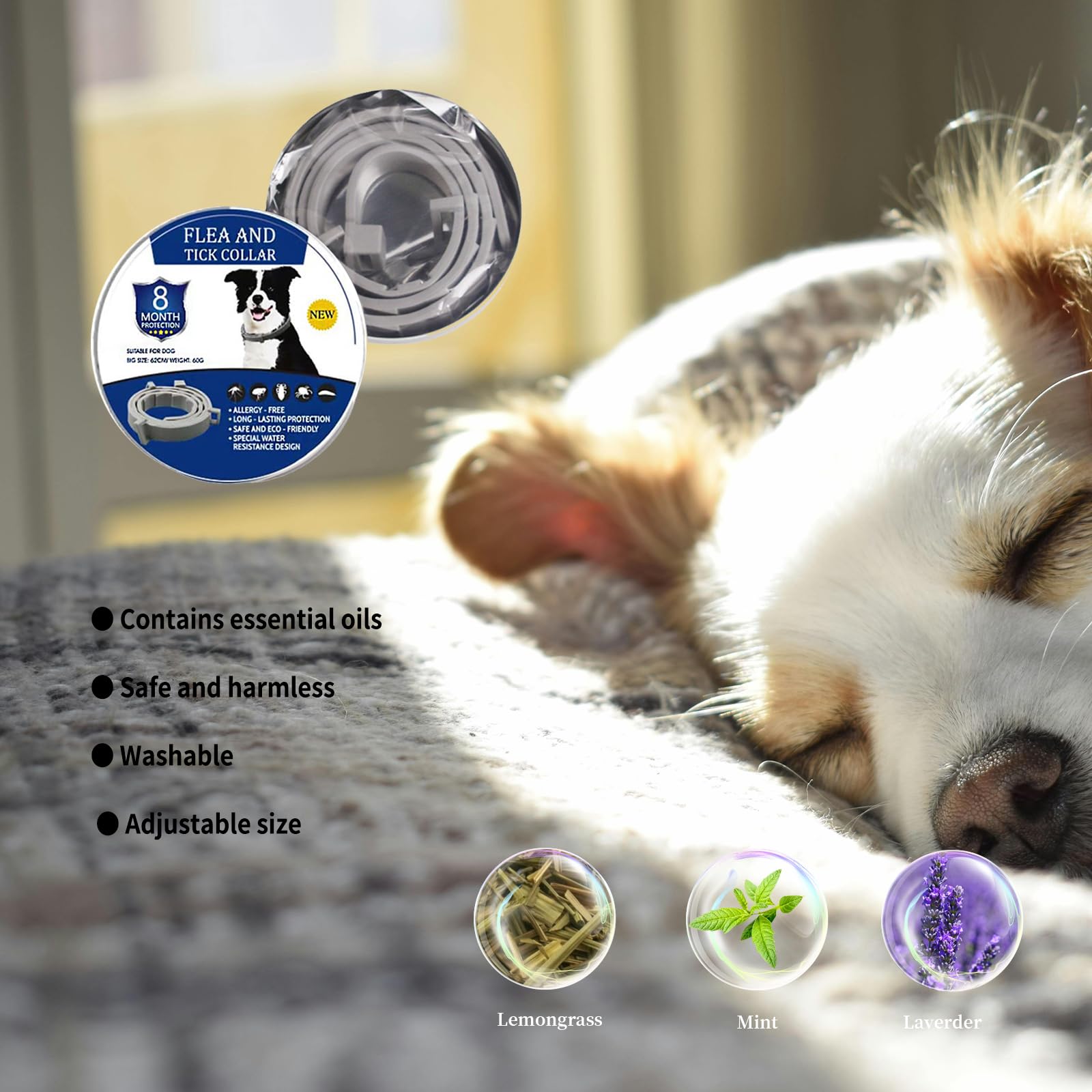 2 Pcs Calming Collar for Dogs,Adjustable Waterproof Dog Collar for Small,Medium and Large Pets (B) - Image 3