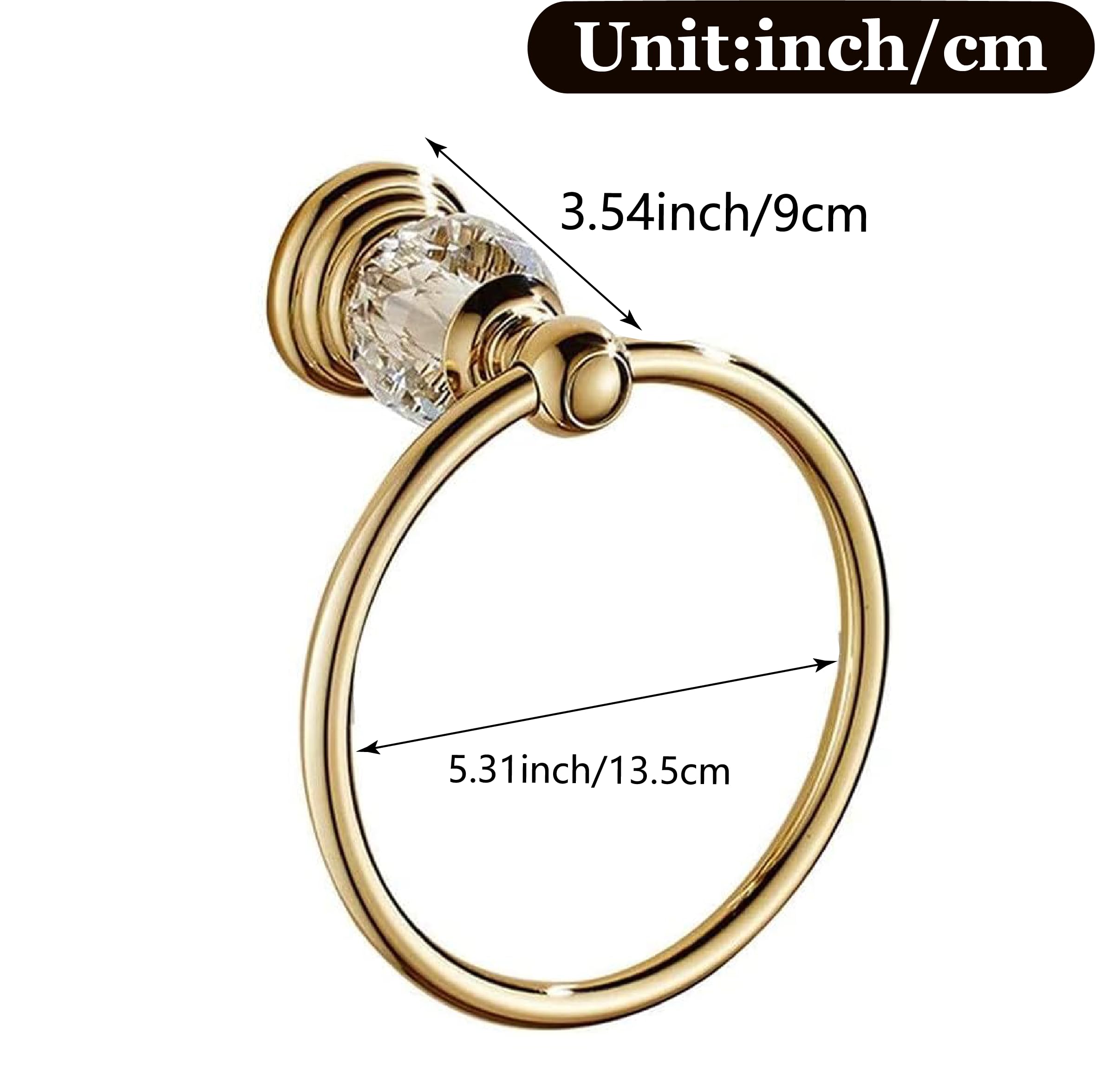 Toallero dorado SUS304 de acero inoxidable montado en la pared para baño, toallero de cocina y baño, colgador de toallas de cristal, toallero redondo