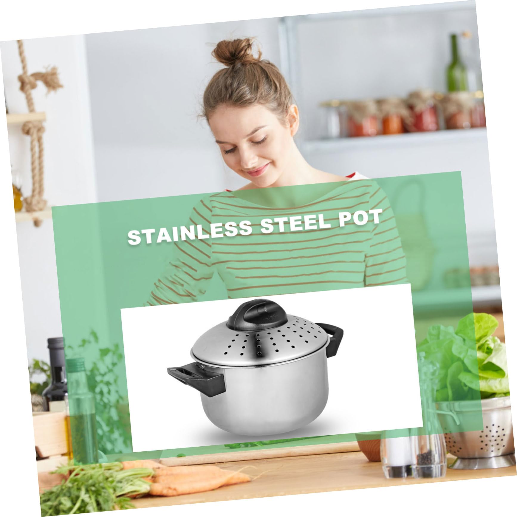 ARTIBETTER Pentola per Pasta in Acciaio Inox Coperchio, Resistente alle Alte Temperature, Antiaderente e Pratica per Cottura Rapida degli Spaghetti