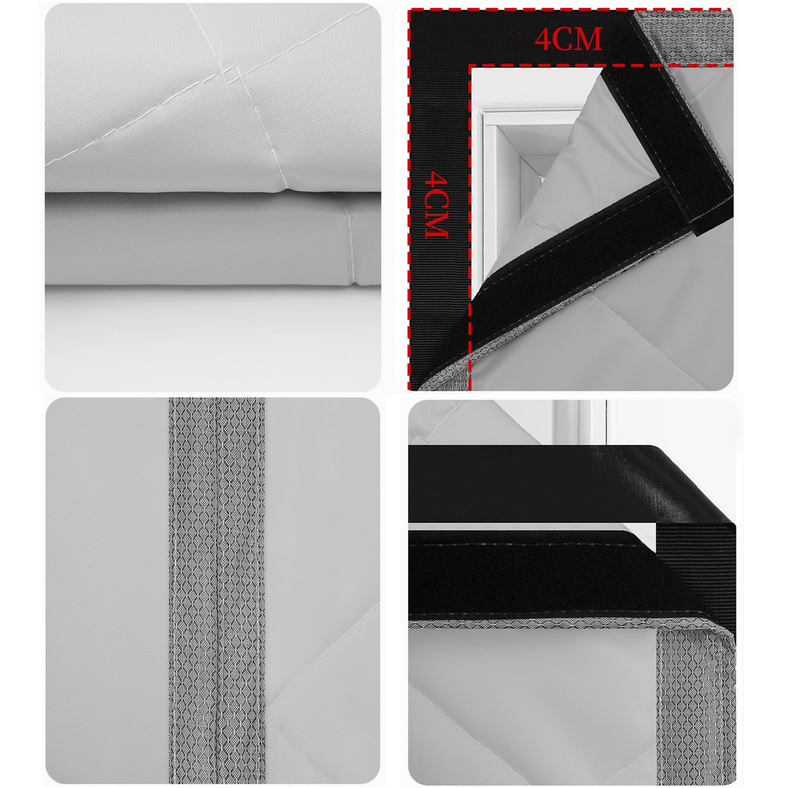 Thermo Türvorhang Kälteschutz Wärmeschutzvorhang für Türen,Isolier Schutz Vorhang mit transparentem Fenster,Wasserdicht,Winddicht,Selbstklebend,Automatisches Schließen (95cm x 210cm,Grau)