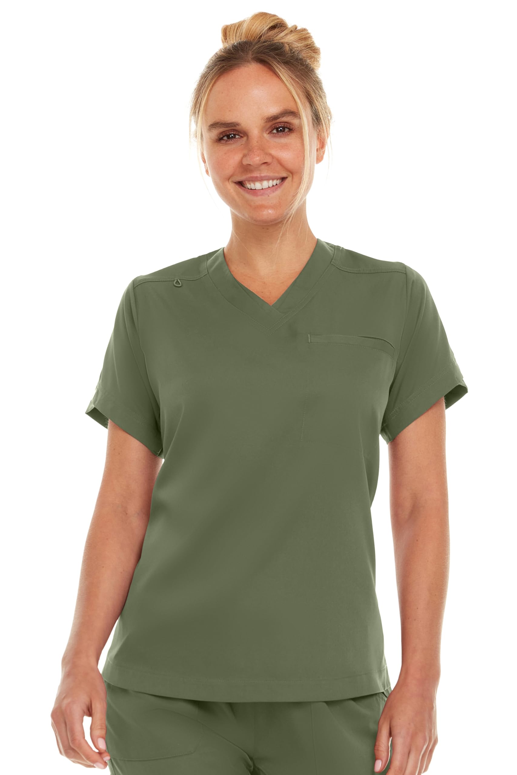 MediChic Women Medical Scrubs V-Neck Stretch Tuck in Scrub Top with Pocket