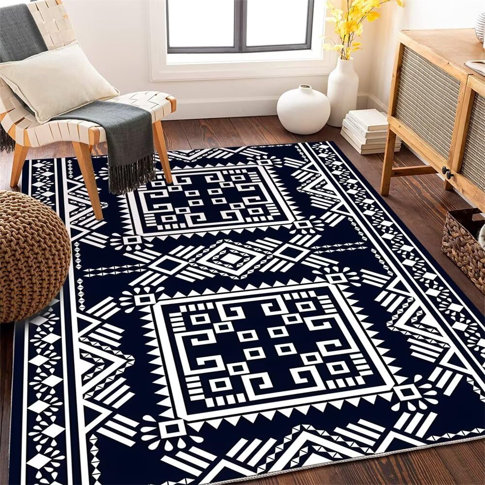 Tapis de chambre doux bleu foncé 200x300cm résistant aux taches