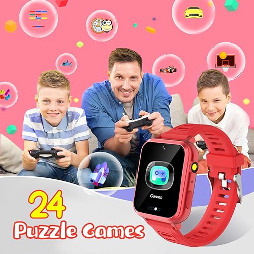 Miniatura 3 de Reloj inteligente para niños, regalo para niñas de 5 a 12 años, 24 juegos de rompecabezas, pantalla táctil HD, relojes para niños con cámara MP3,