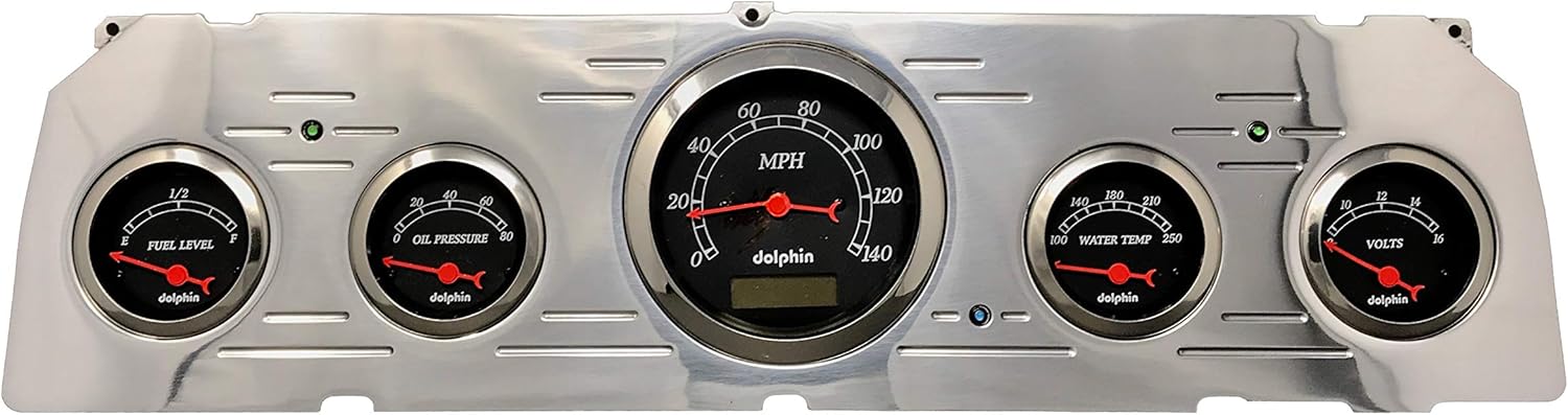 Dolphin Gauges 1964 1965 1966 Chevy Truck 5 Gauge Dash Cluster Panel Set Programmable Black
