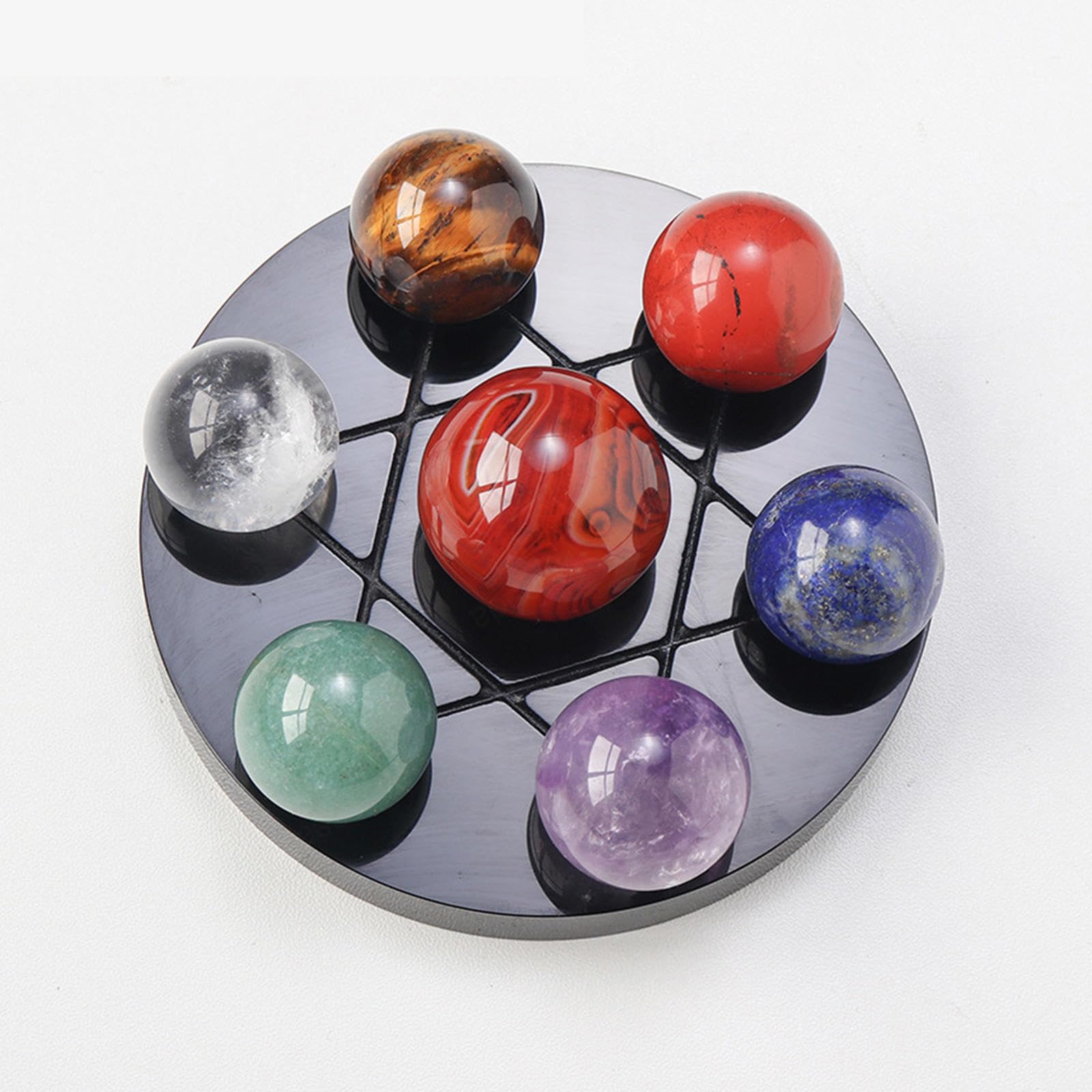 NIBHZ 7 Sfera di Cristallo Kit Regalo di Cristallo per La Terapia di Bilanciamento del Chakra Chakra Sfera di Cristallo Sfera di Guarigione Chakra Sfere Kit di Pietre Cristalli Rosa