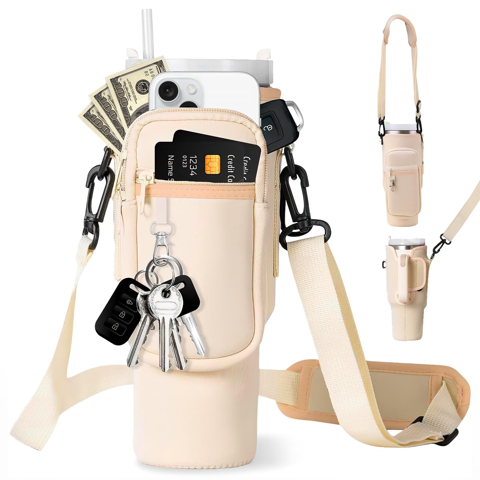 Stanley Borsa a tracolla portatile per esterni, borsa a tracolla per bottiglia Stanley, Rosa 2