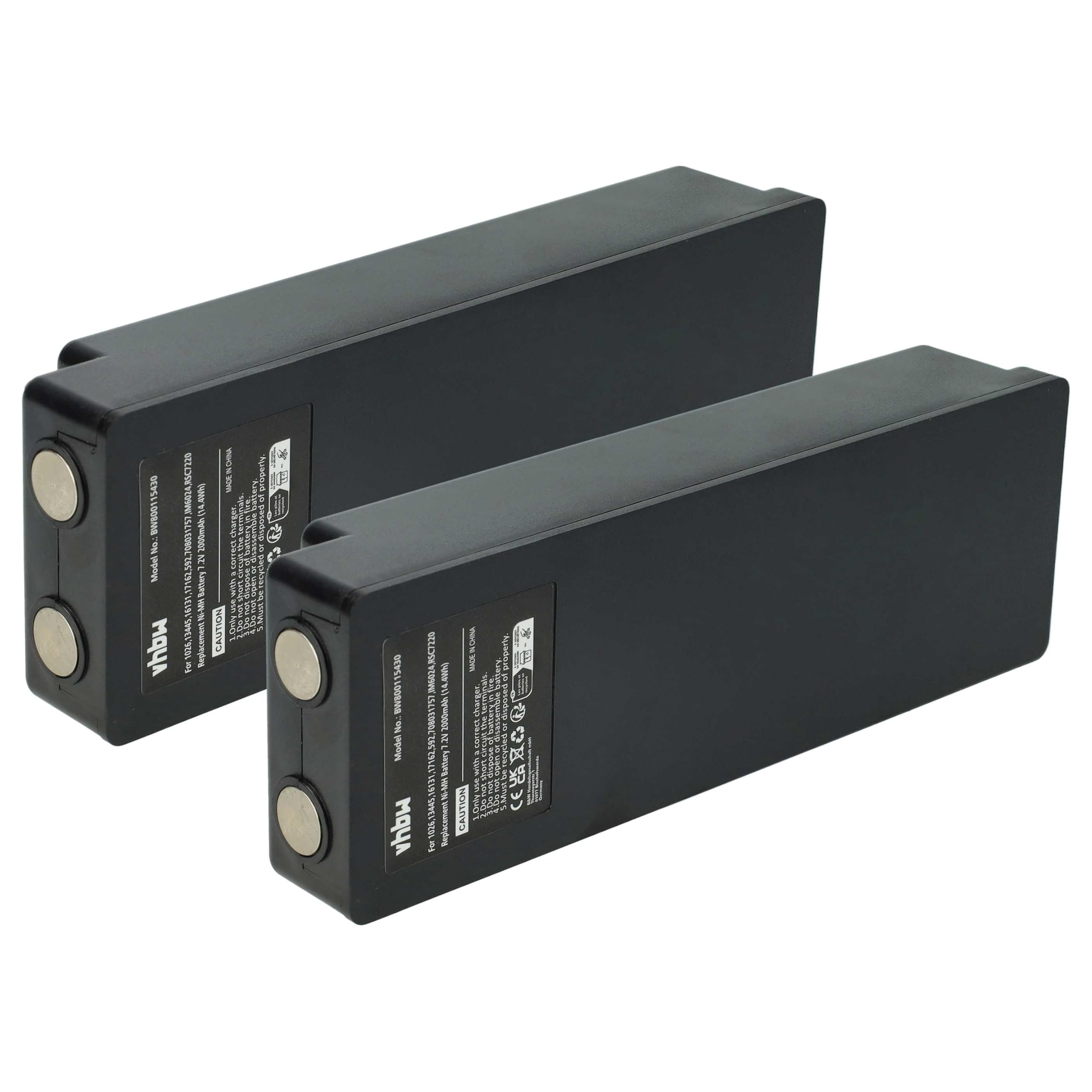 vhbw 2x batteria compatibile con Palfinger EEA2512, 960, 790, 590, RC400 Radiocomando Industriale, Telecomando (2000mAh, 7,2V, NiMH) - Nero