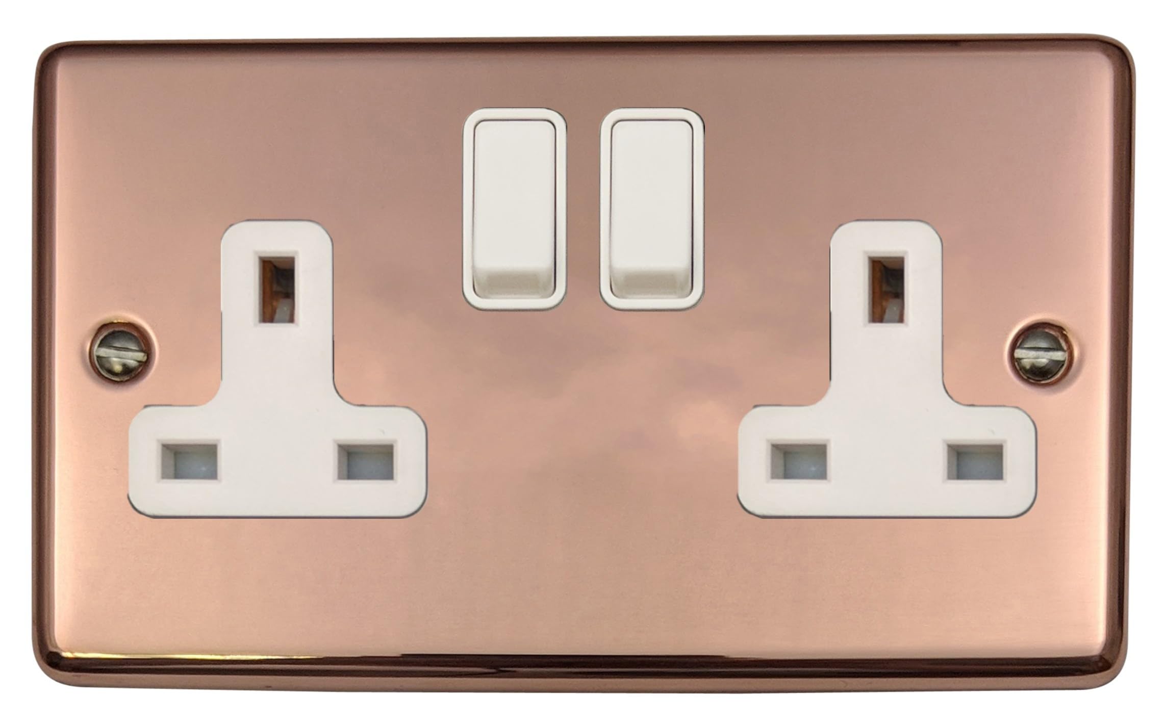 G&H Brassware White Contour Copper Double Socket ( Switch) - Cbc10w