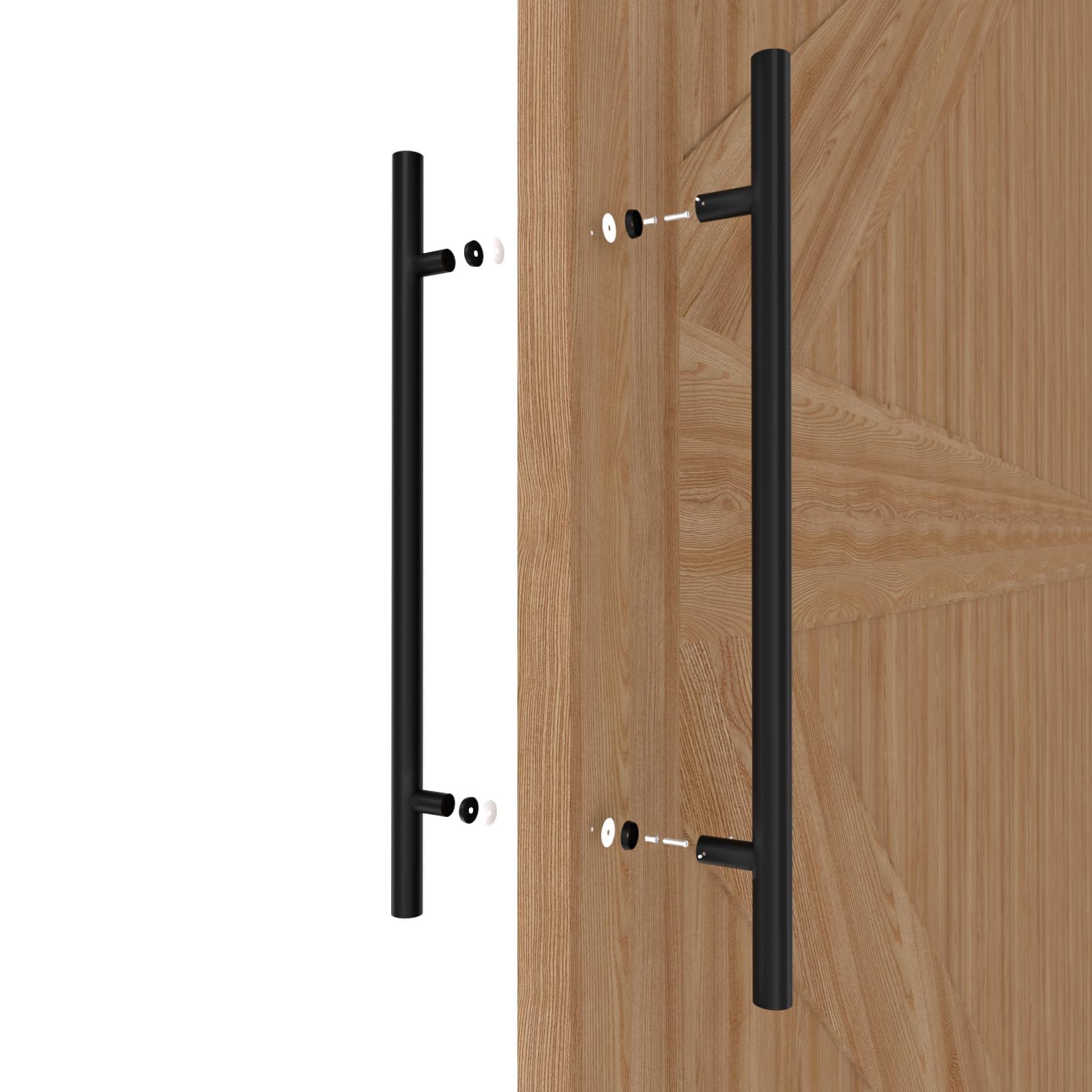 LVYIHAN Round Matte Black Barn Door Handles 30/60/90/120/150 Cm, Pull Push Long French Door Handle Double Sided - Image 4