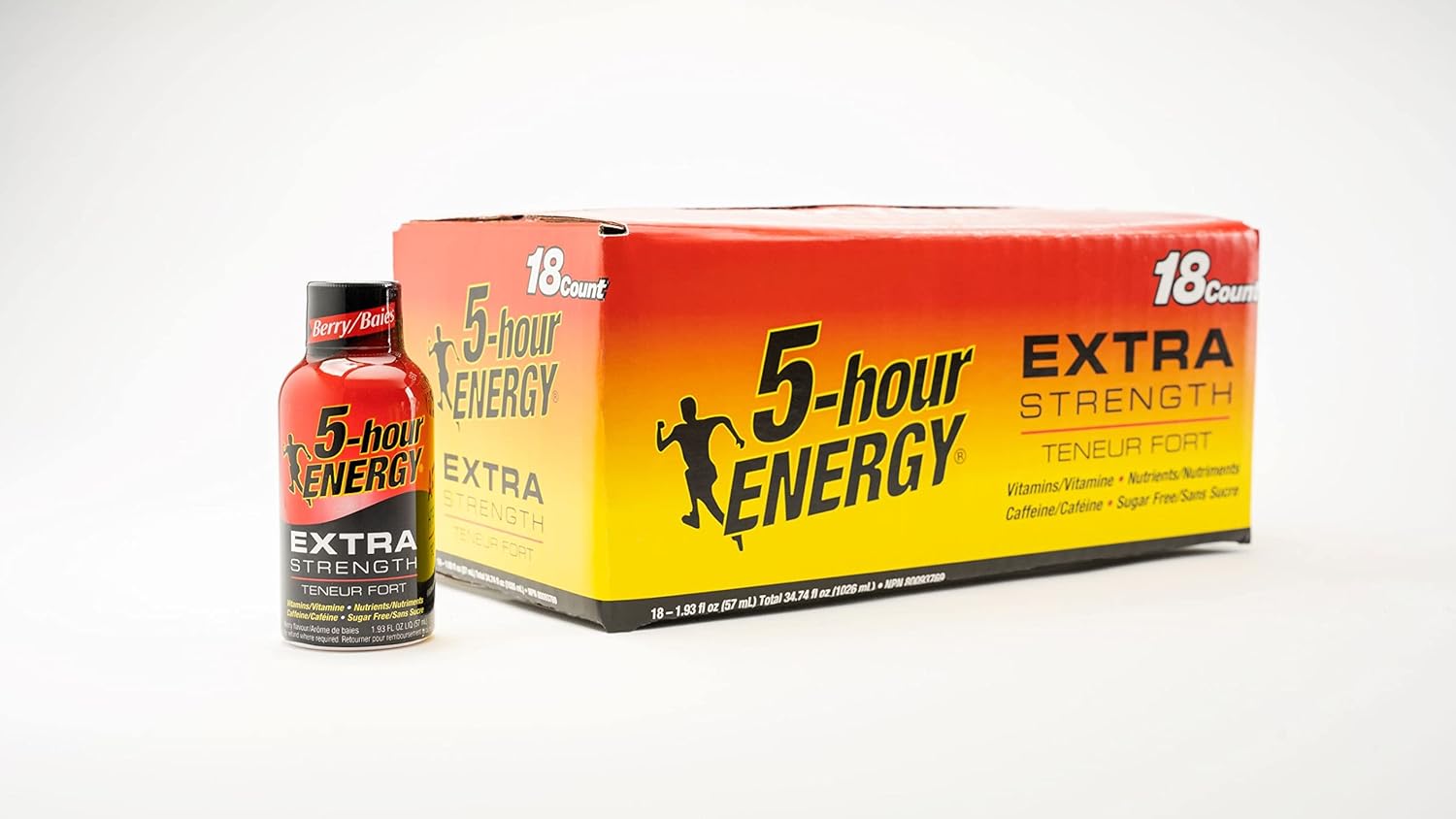 5-hour Energy - Extra Strength - Berry - 1 box of 18 x 57ml bottles - Caffeine 5 Hour Energy Extra Strength Mg
