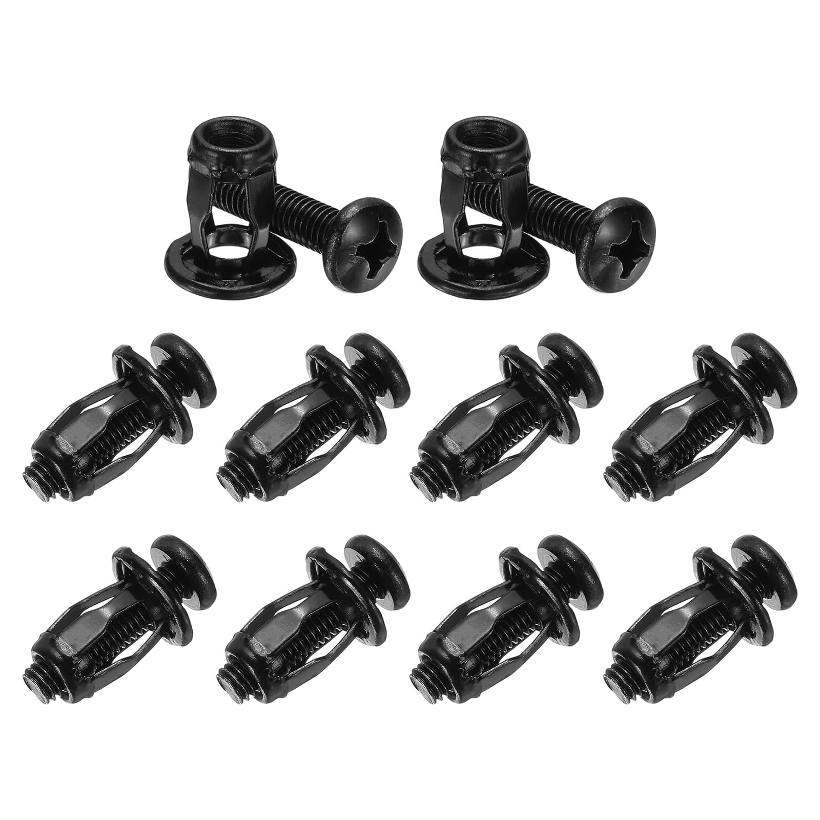 M METERXITY 10-Pack M6 x 20 Hollow Door Anchor Set, Black