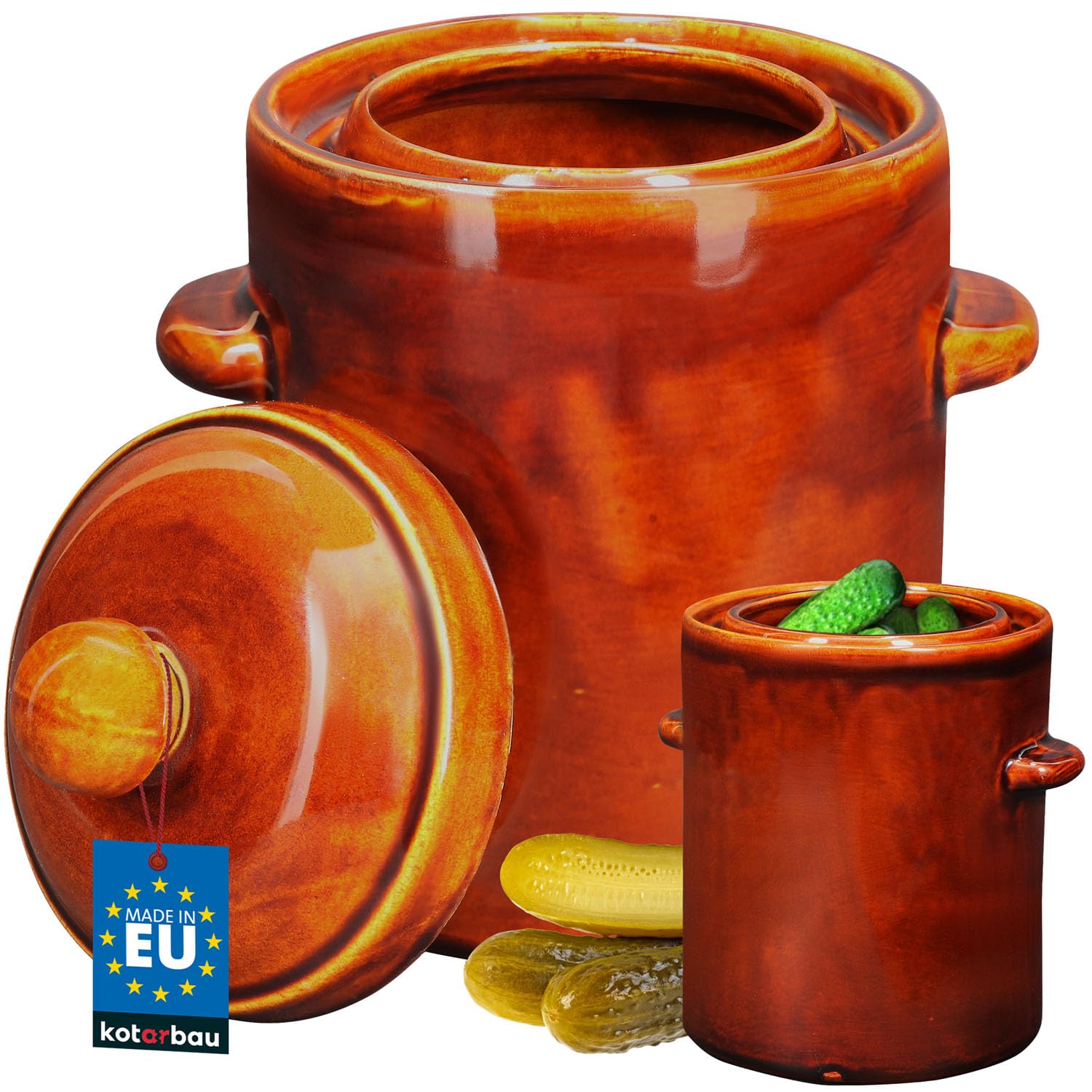 KOTARBAU® Sauerkraut Fermentation Pot, Sauerkraut Pot, Clay Pot with Lid, Stoneware Pot, Fermenting, Long-term Sauerkraut Barrel, Cucumber Pot, Stoneware, Rum Pot, Pickling Pot, Stone Pot, Kimchi