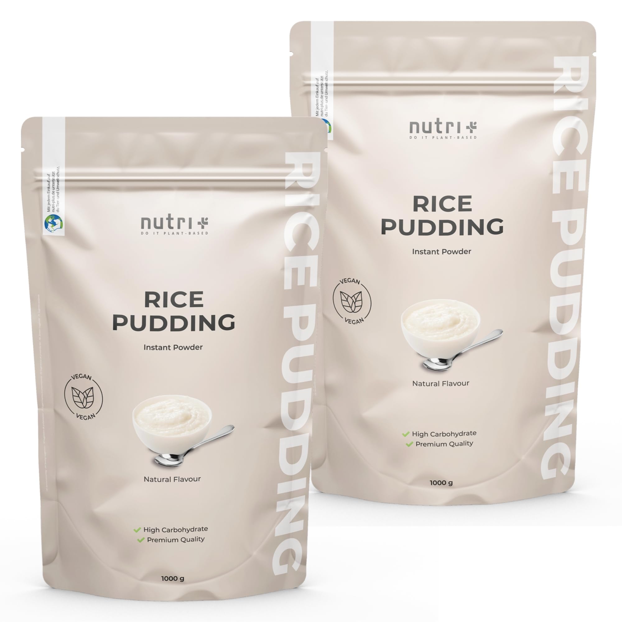 Nutri + Budín de Arroz en Polvo 1 kg sin Azúcar + Edulcorantes - Sabor Neutro - Rice Pudding instantáneo 1000 g natural - bajo en Grasa + cremoso - Merienda perfecta