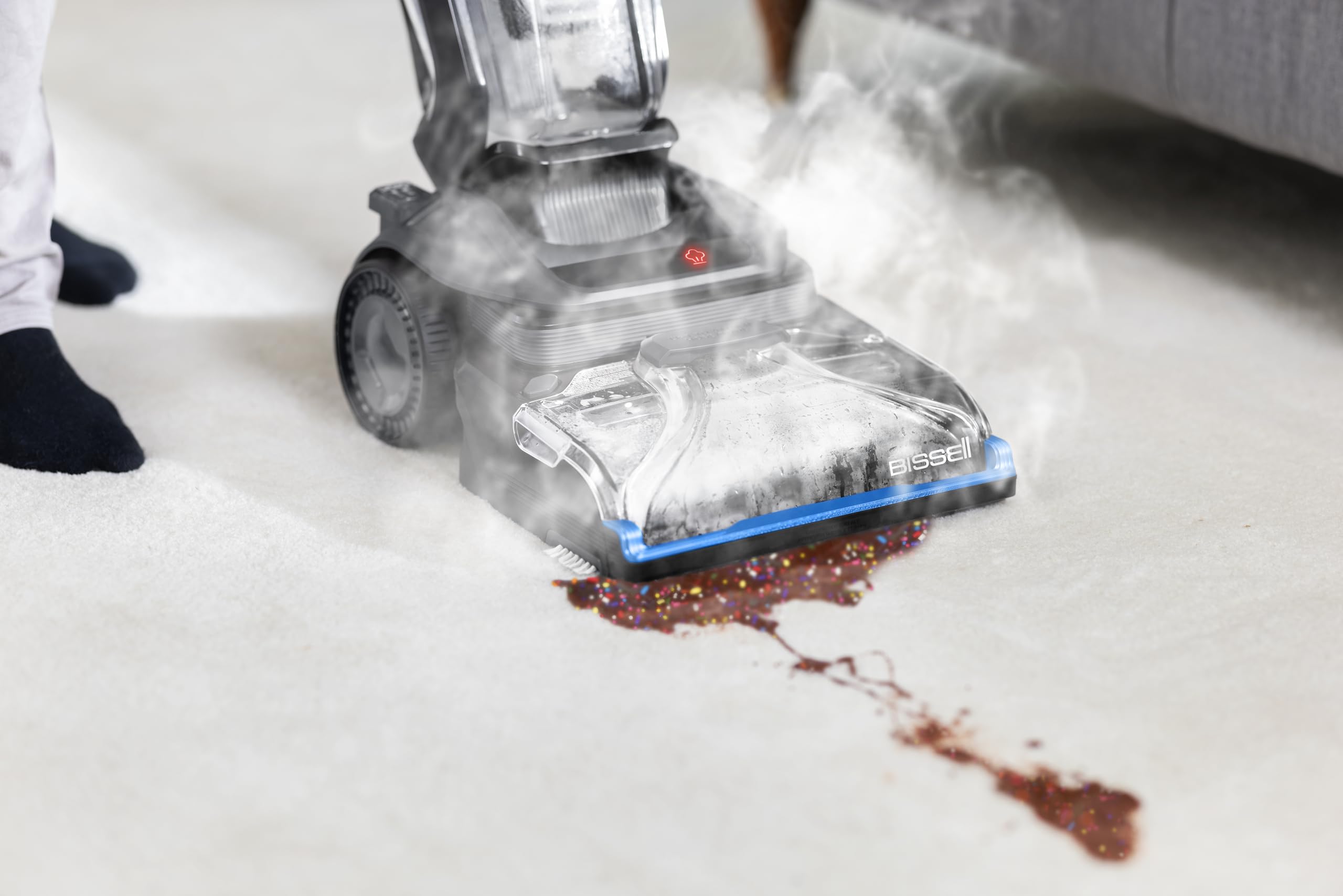 BISSELL Revolution HydroSteam, Nettoyeur Vapeur, Shampouineuse avec Technologie HydroSteam, Nettoyeur de Tapis, Moteur Puissant de 1300W, Nettoyeur Canapé Tissu,Tapis,Tapisserie et Escaliers, 3670N