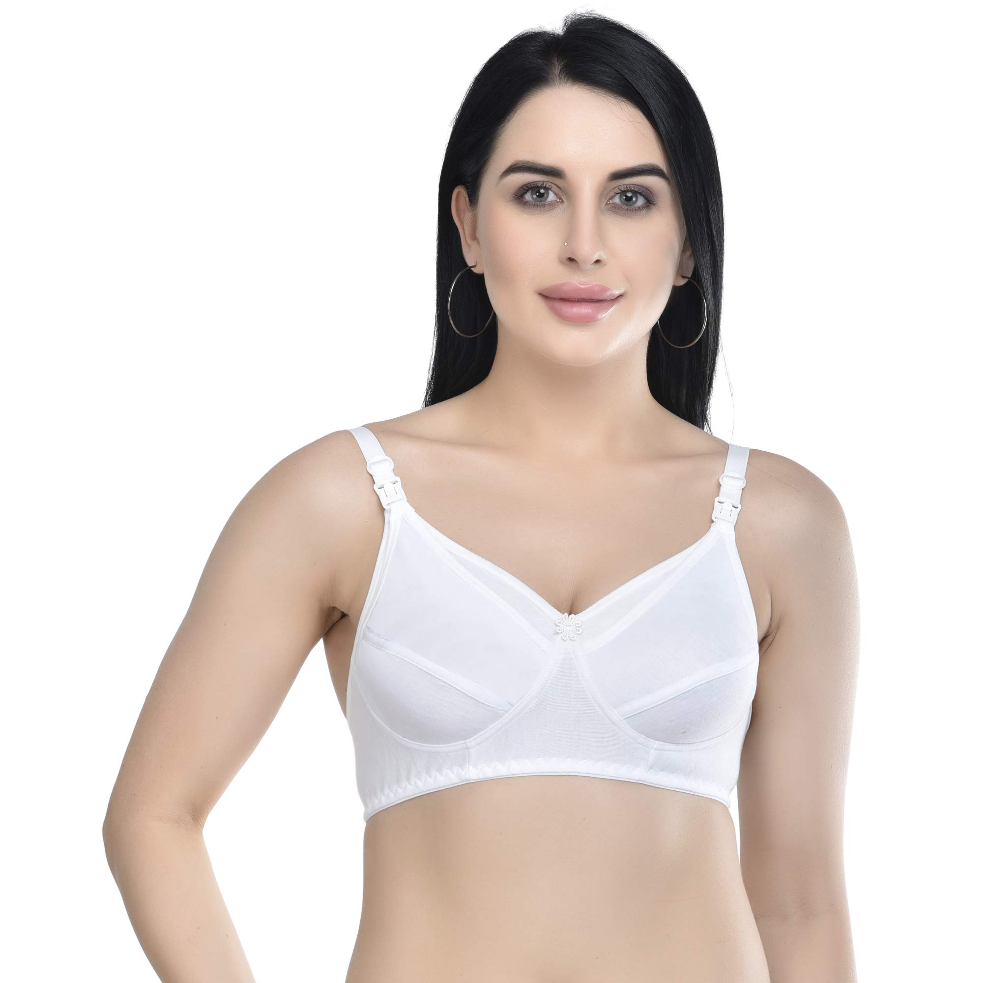 Nursing Bra with Clip Down Cups, Cotton Maternity Feeding Bra with Adjustable Straps-image-44