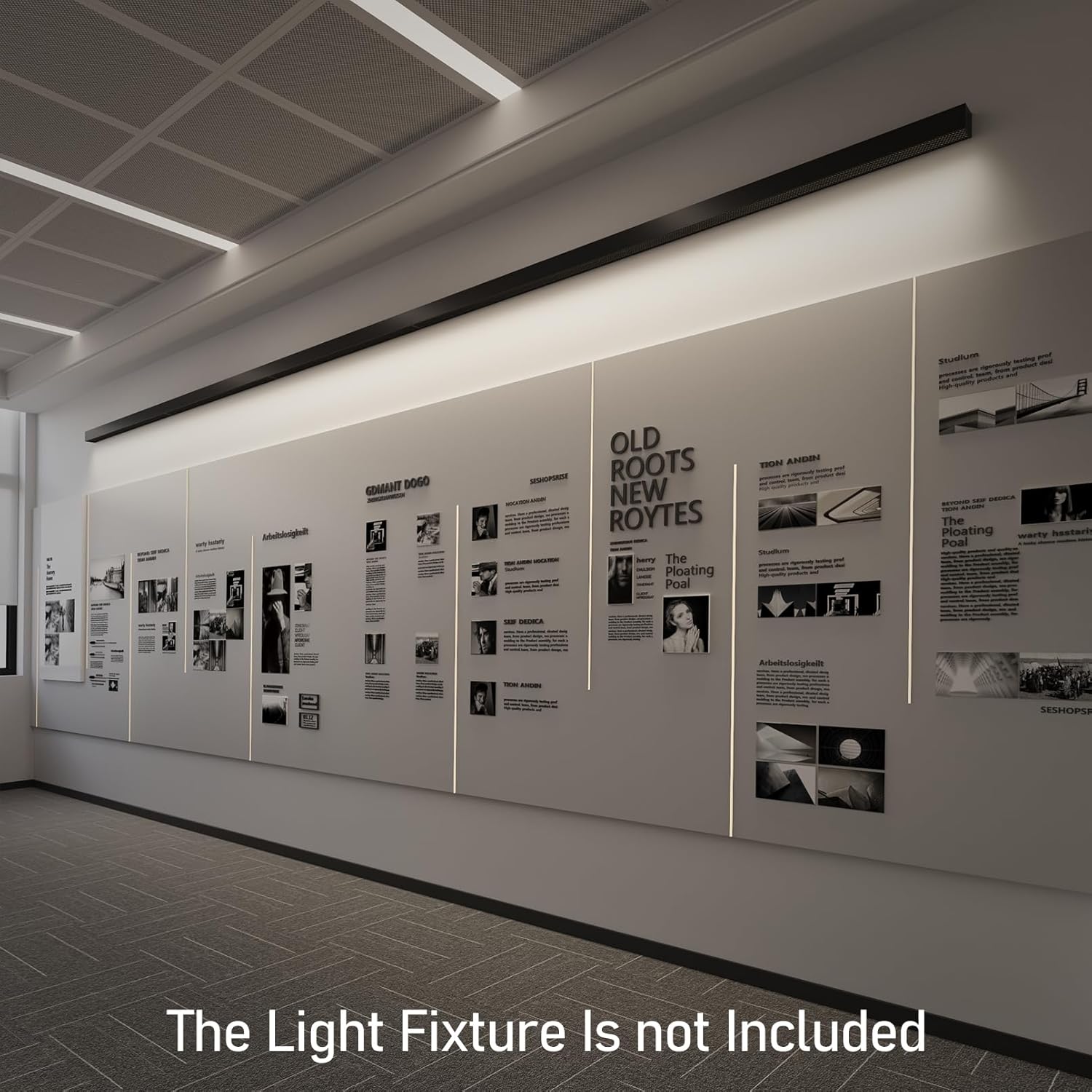 LEONLITE Optical Lens LED Linear Light Bundle LED Linear Light Wall Mount Kit, 2 Pack Dimmable Anti-Glare Suspended Lighting Fixture & 1 Pack SPCC Steel Bracket for Single Fixture Installation