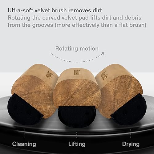 Miniatura 10 de Kit de limpieza de discos - Kit limpiador de discos de vinilo 8 en 1 con cepillo de fibra de carbono, cepillo de vinilo de terciopelo, cepillo para