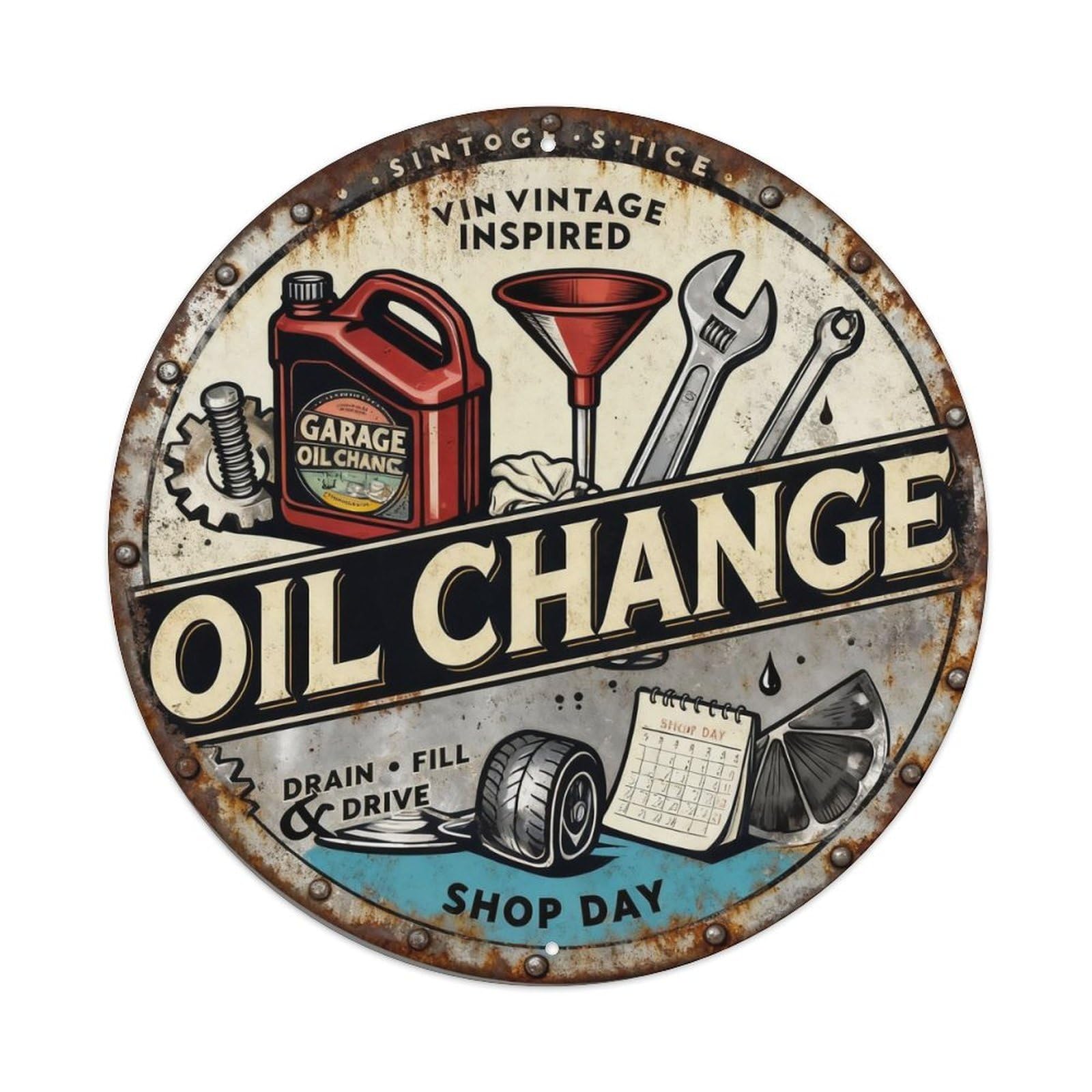 Garage Oil Change Sign Metal Tin Sign Plaque