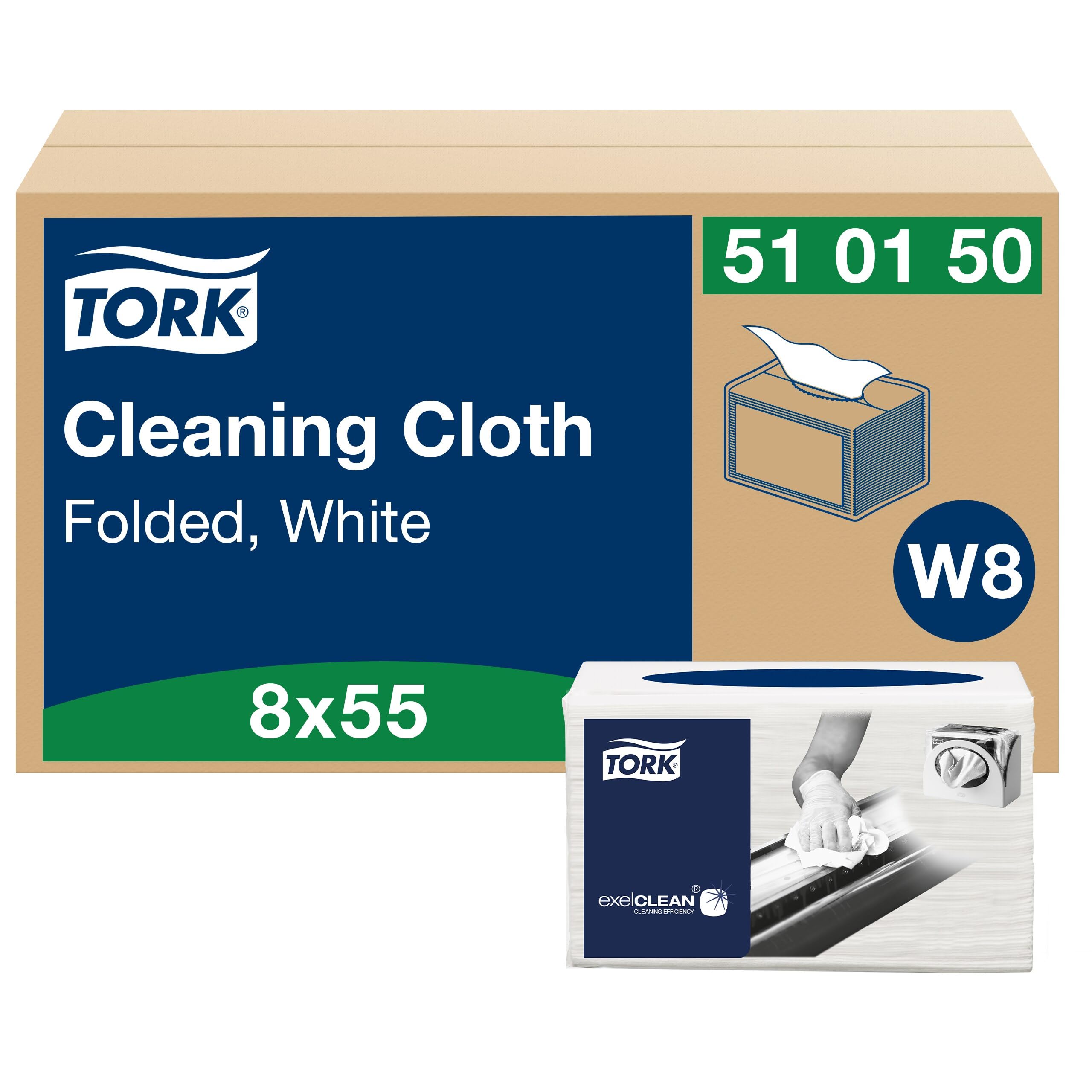 Tork 510150 chusteczki do czyszczenia do systemu W8 Small Pack na 1-warstwowe ściereczki do czyszczenia w kolorze białym na miękkie, elastyczne i wytrzymałe