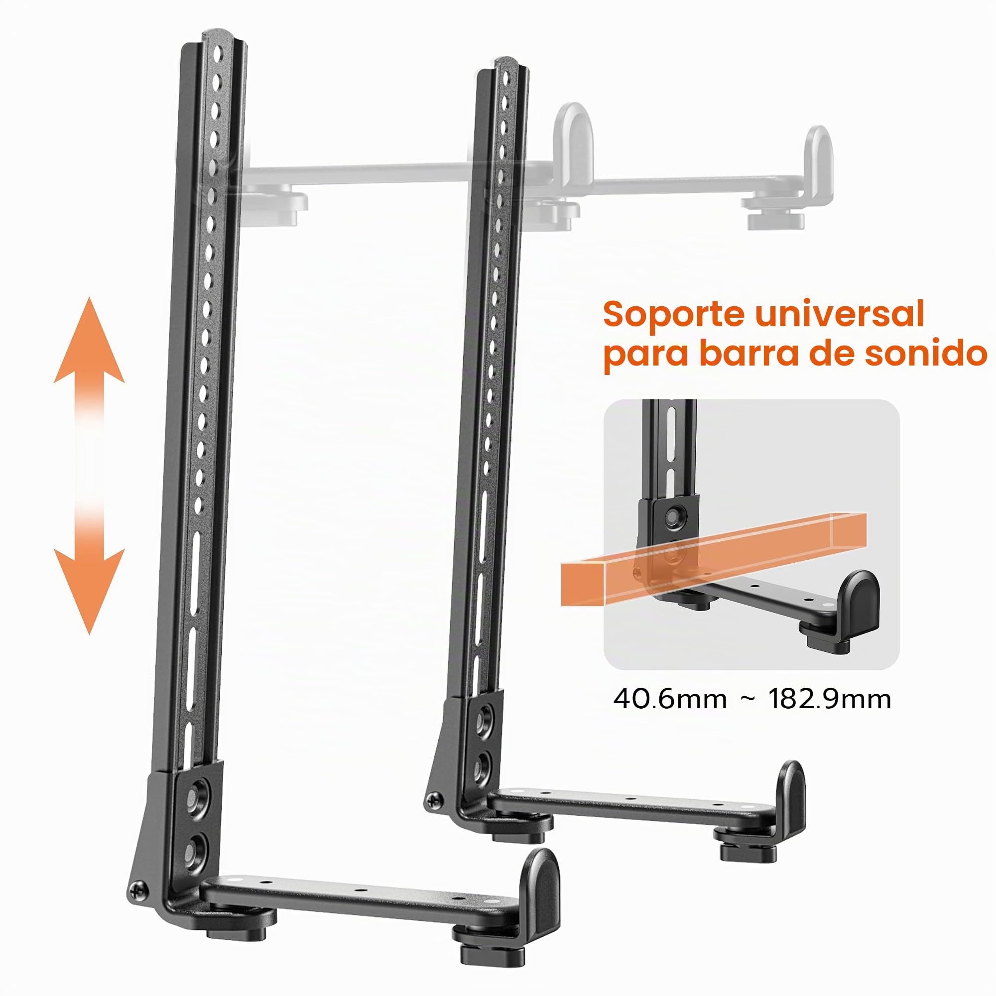 PUTORSEN Soporte Barra Sonido con para Barra de Sonido de hasta 15 kg, Soporte Universal de Barra de Sonido para Montaje sobre o bajo TV, Negro