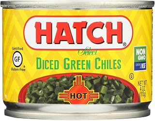 H.atch Select Diced Hot Green Chiles Gluten Free 4 oz (Pack of 24)