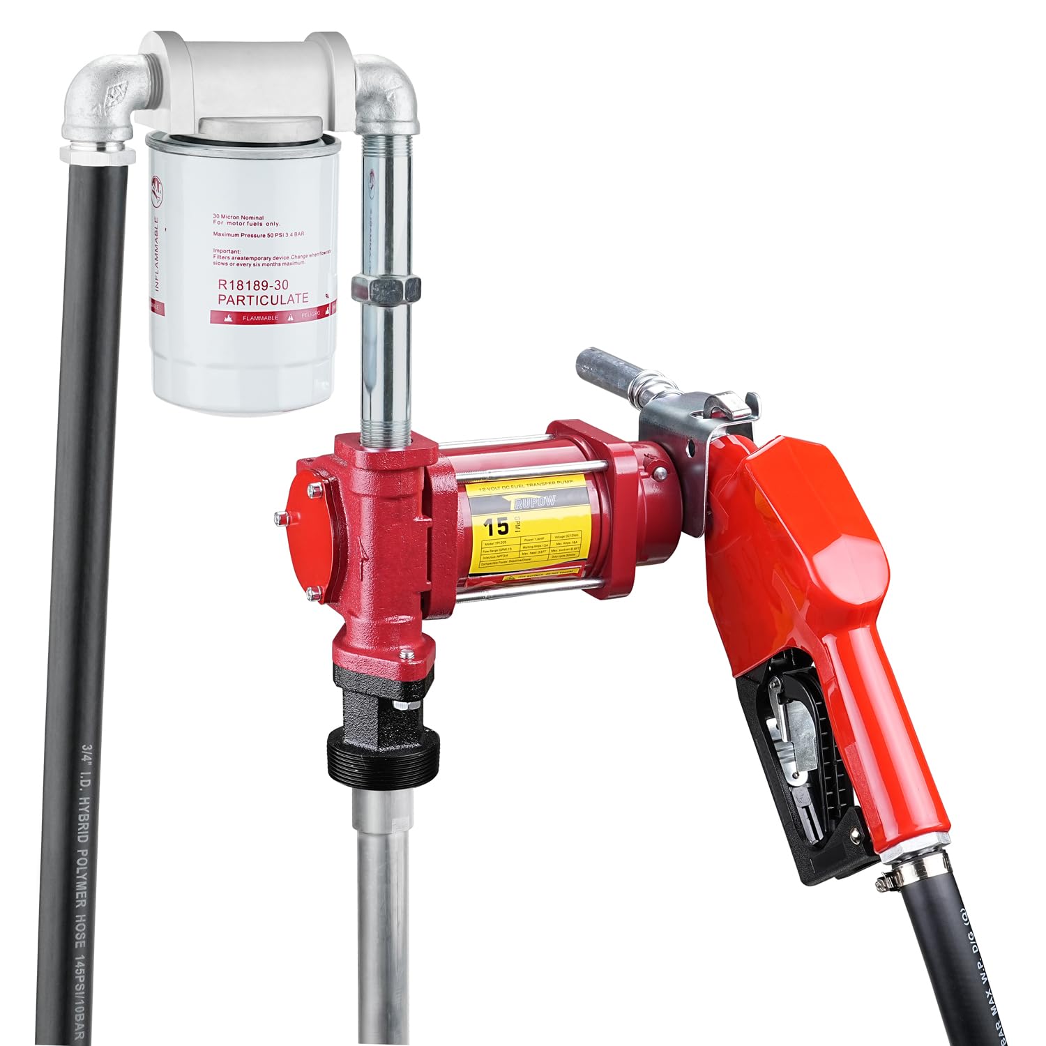 TRUPOW 12V DC 15GPM Self-Priming Fuel Transfer Pump Kit