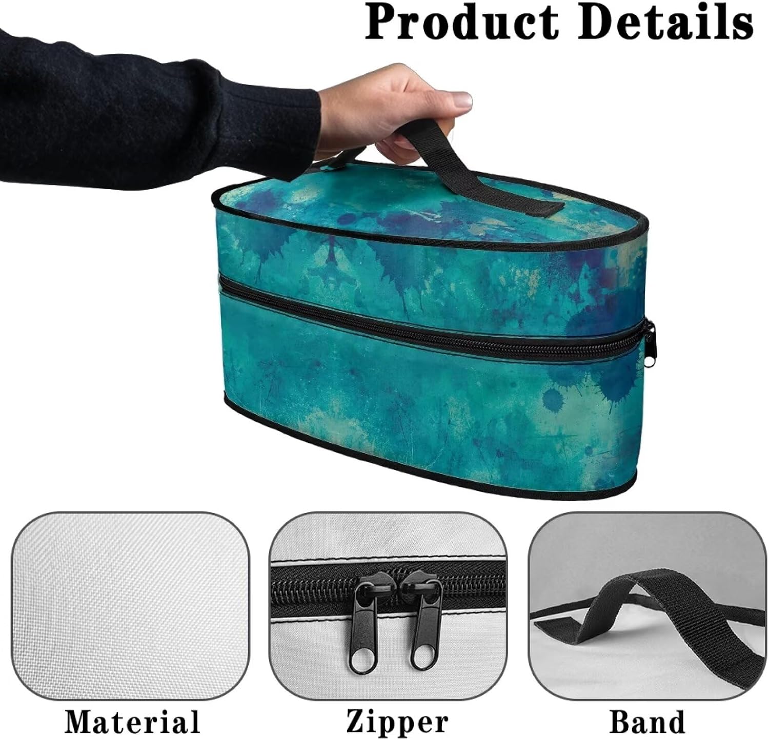 Rchsmod Green Blue Tie Dye Print Steam Iron Case Portable Steamer Storage Bag Lightweight Travel Iron Holder Carrying Case Iron Accessories, Case Only