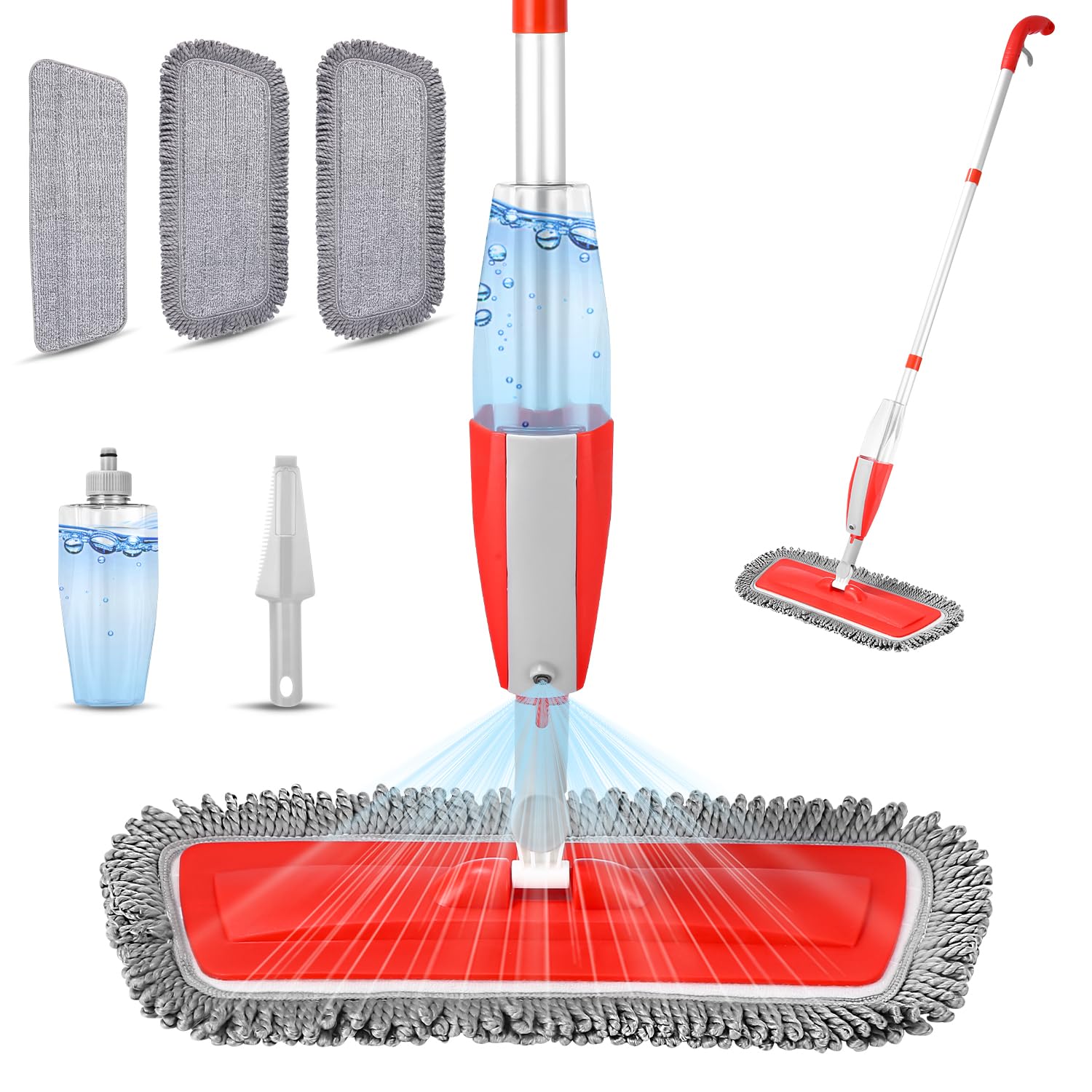 Balais Serpillère Vaporisateur, Balai Lave Sol avec Vaporise Spray Mop Microfibre Balai Pulvérisateur pour la Maison, la Cuisine, Le Bois Dur, Le Stratifié, Le Bois, la Céramique